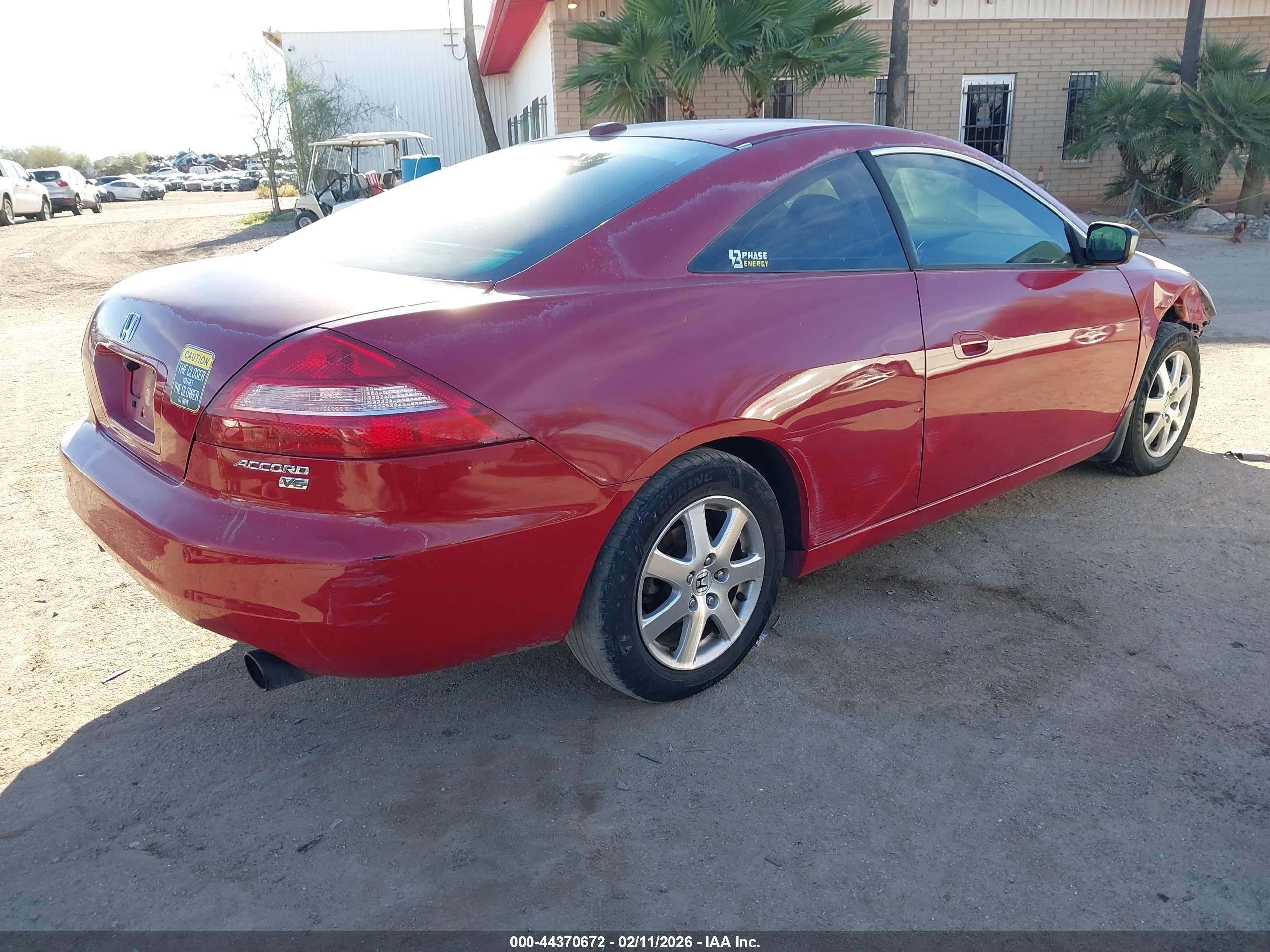 2005 Honda Accord Cpe Ex-l V6 Red vin: 1HGCM82695A013642