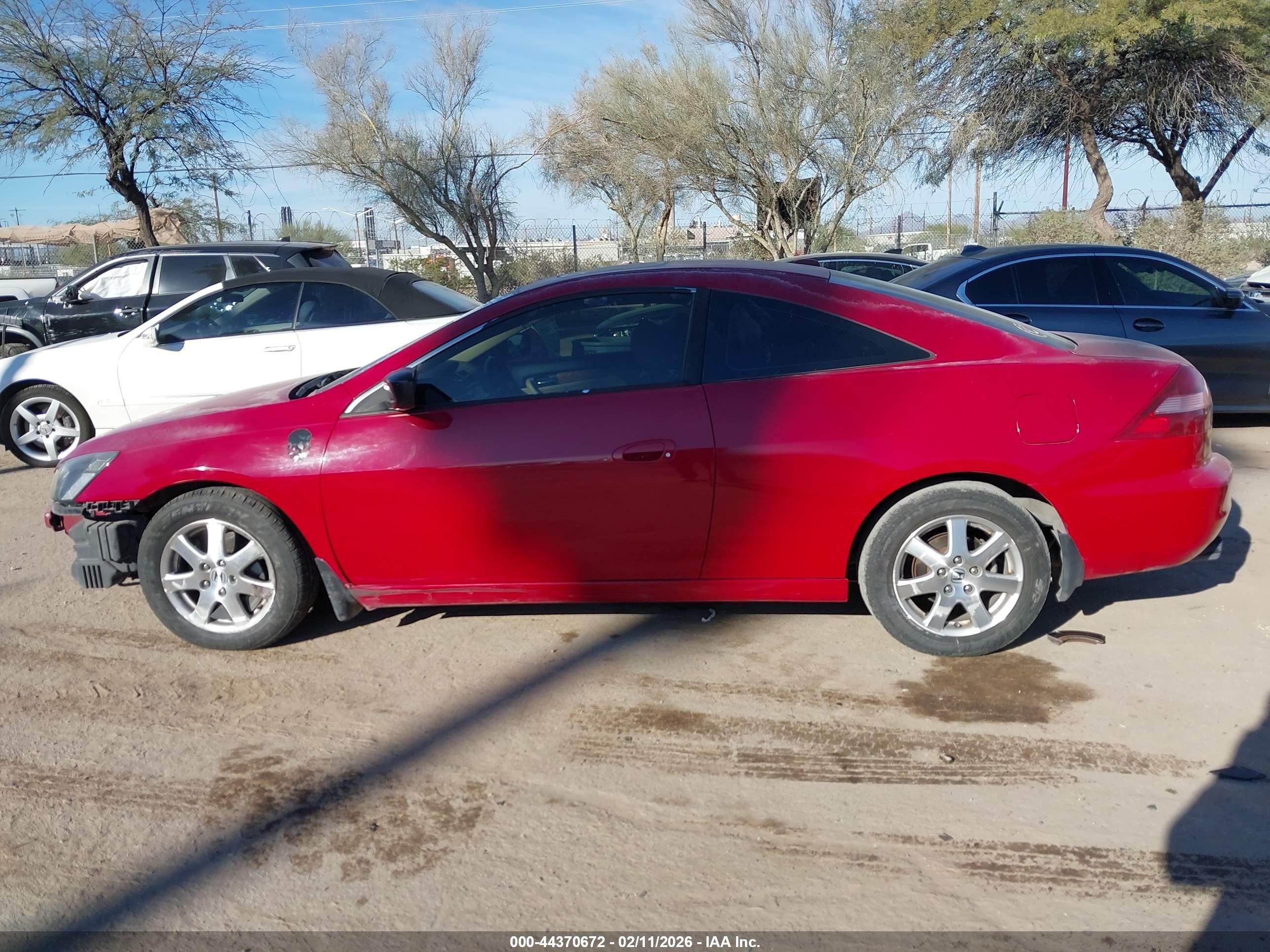 2005 Honda Accord Cpe Ex-l V6 Red vin: 1HGCM82695A013642