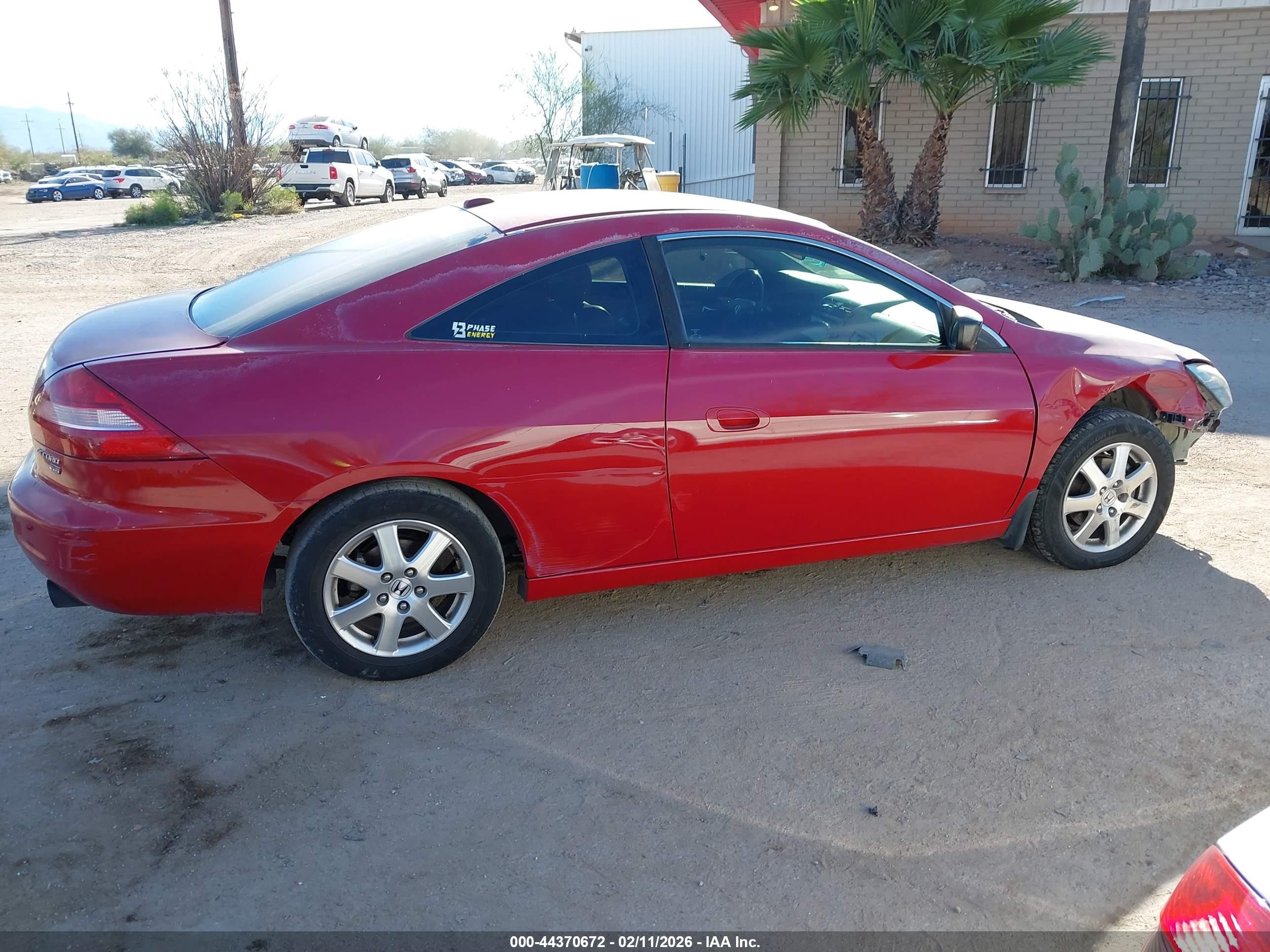 2005 Honda Accord Cpe Ex-l V6 Red vin: 1HGCM82695A013642