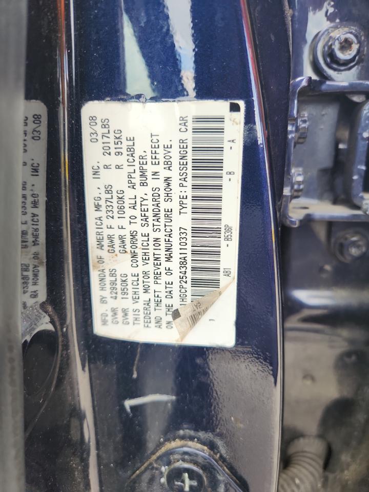 2008 Honda Accord Lxp Blue vin: 1HGCP25438A110337