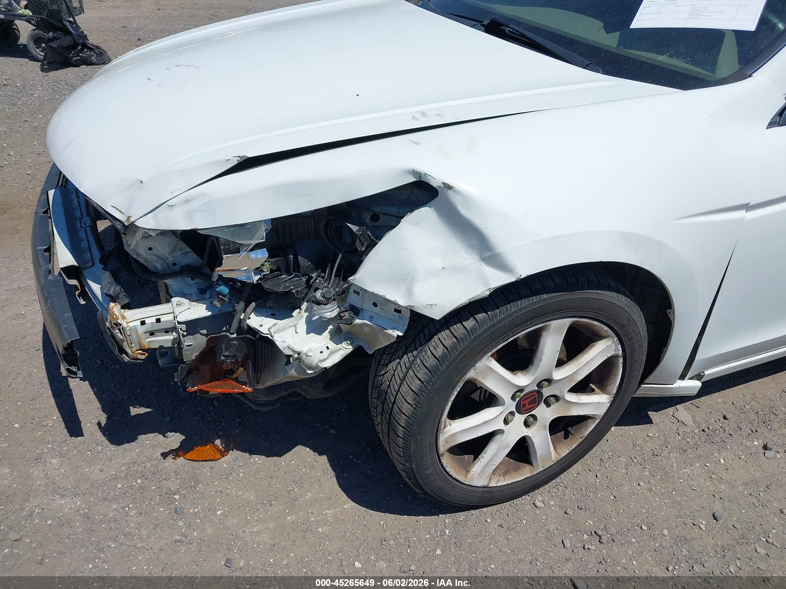 2008 Honda Accord 2.4 Ex White vin: 1HGCP25778A006301