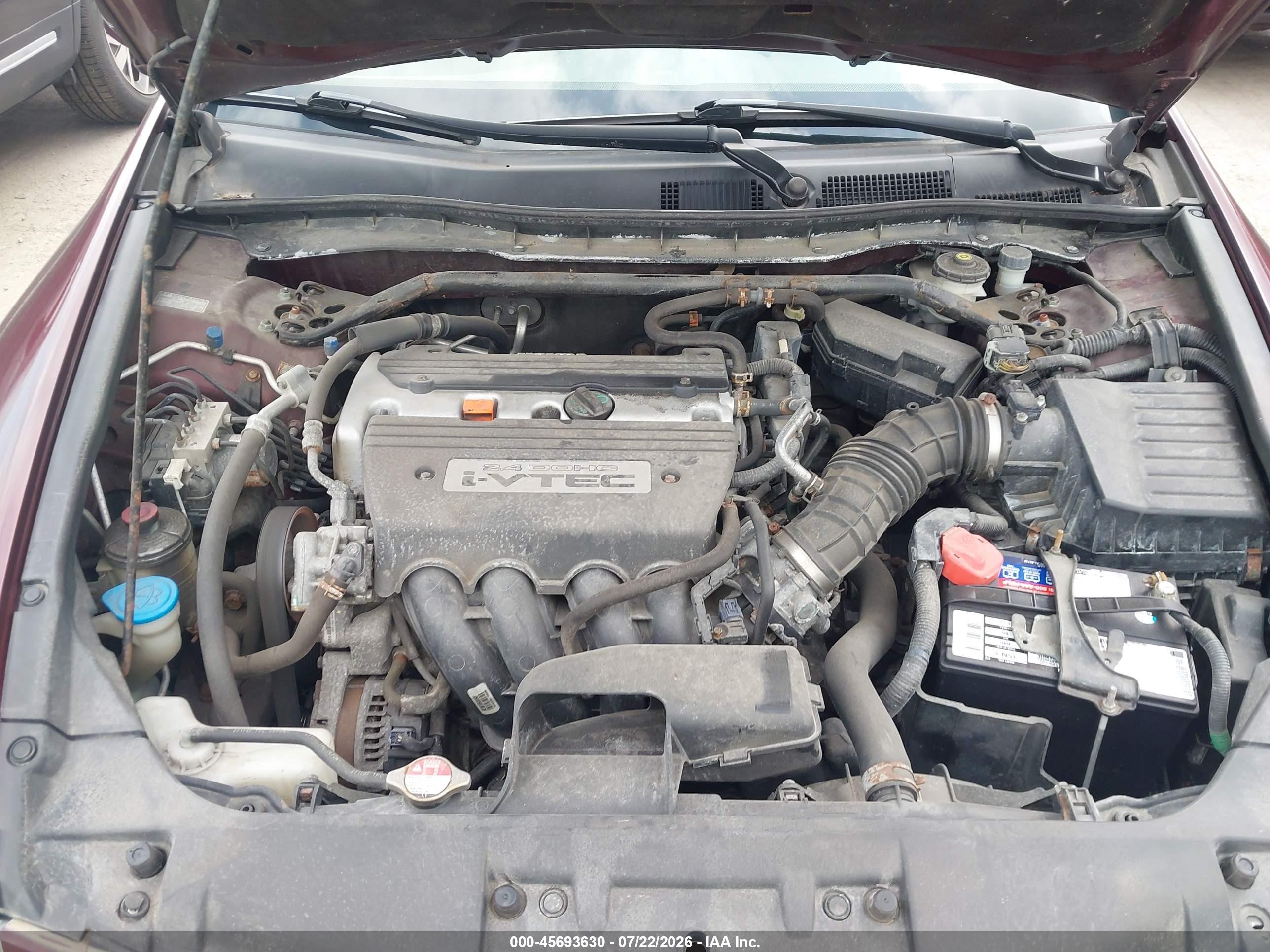 2008 Honda Accord 2.4 Ex Burgundy vin: 1HGCP25788A102213