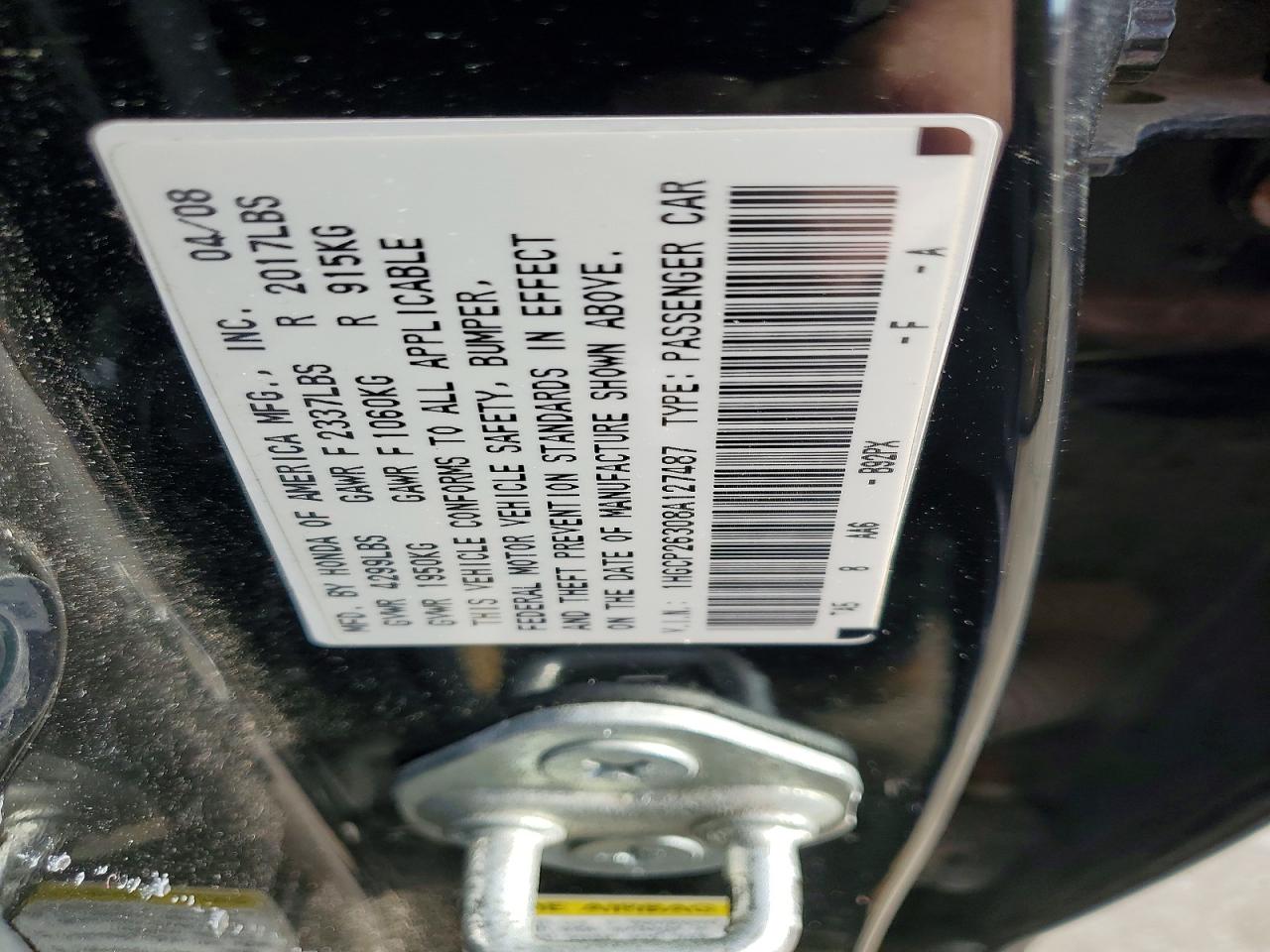 2008 Honda Accord Lx Black vin: 1HGCP26308A127487