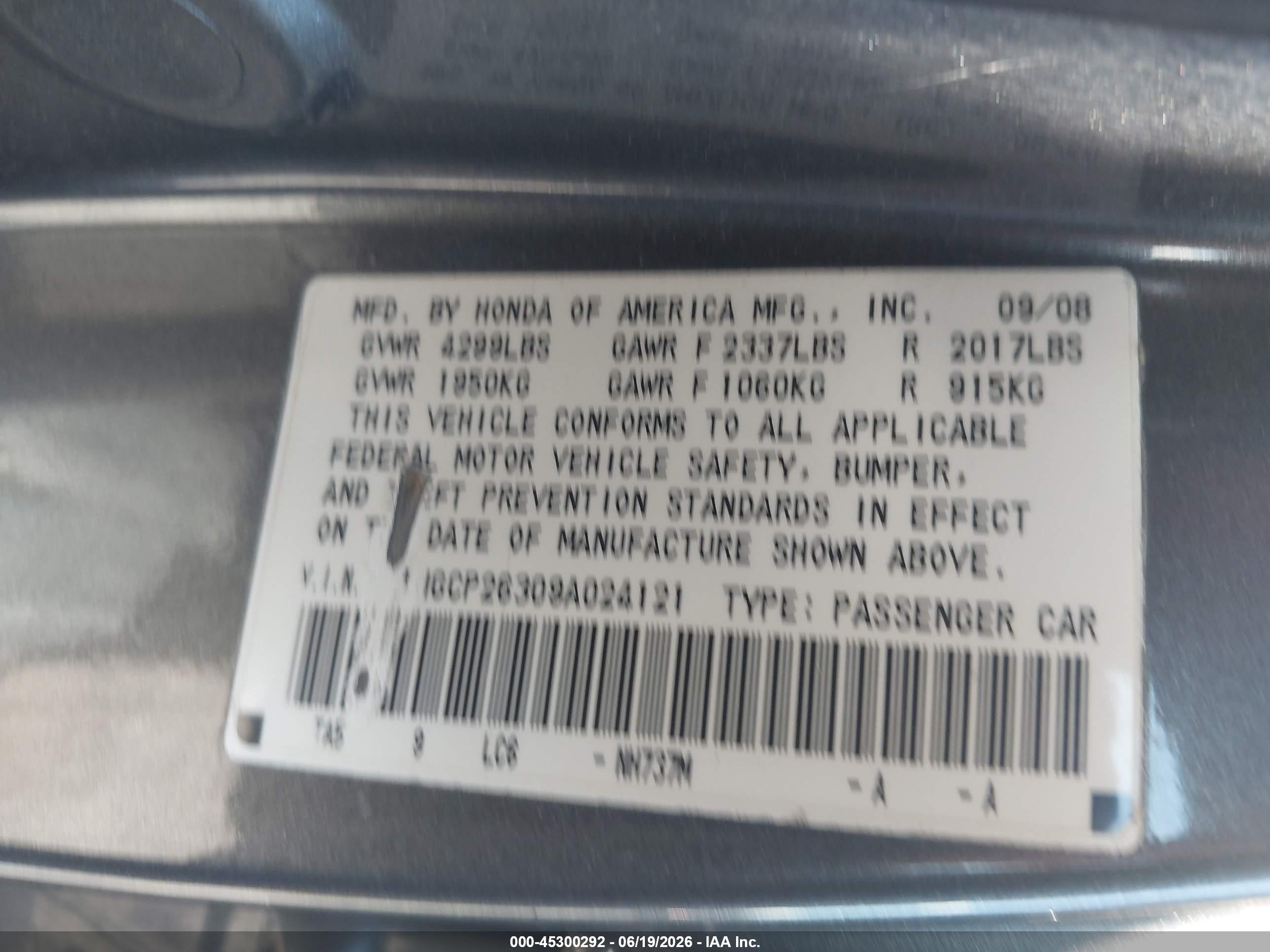 2009 Honda Accord 2.4 Lx Gray vin: 1HGCP26309A024121