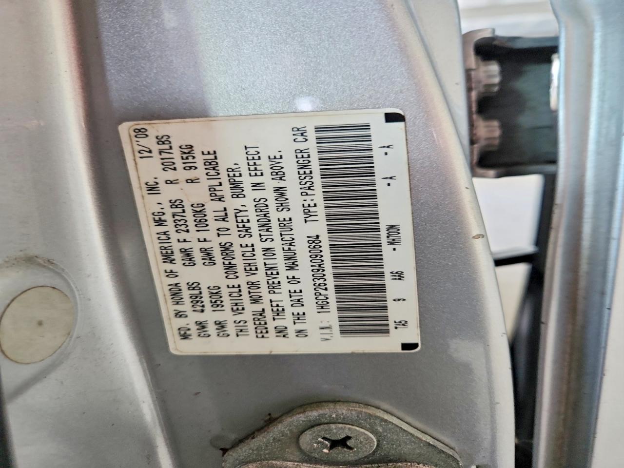 2009 Honda Accord Lx Silver vin: 1HGCP26309A090684