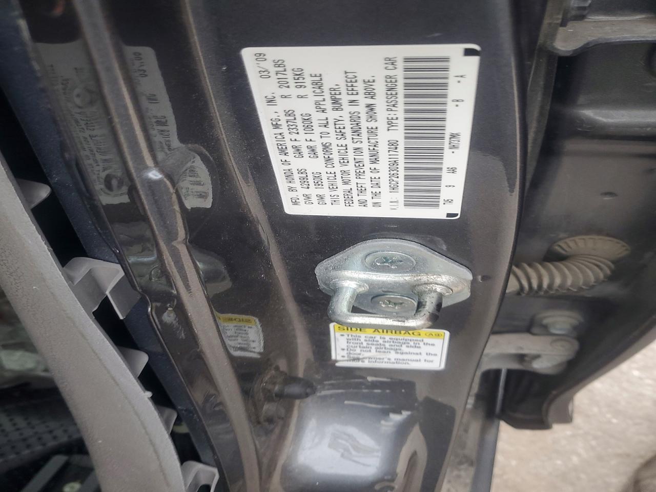 2009 Honda Accord Lx Gray vin: 1HGCP26309A117480