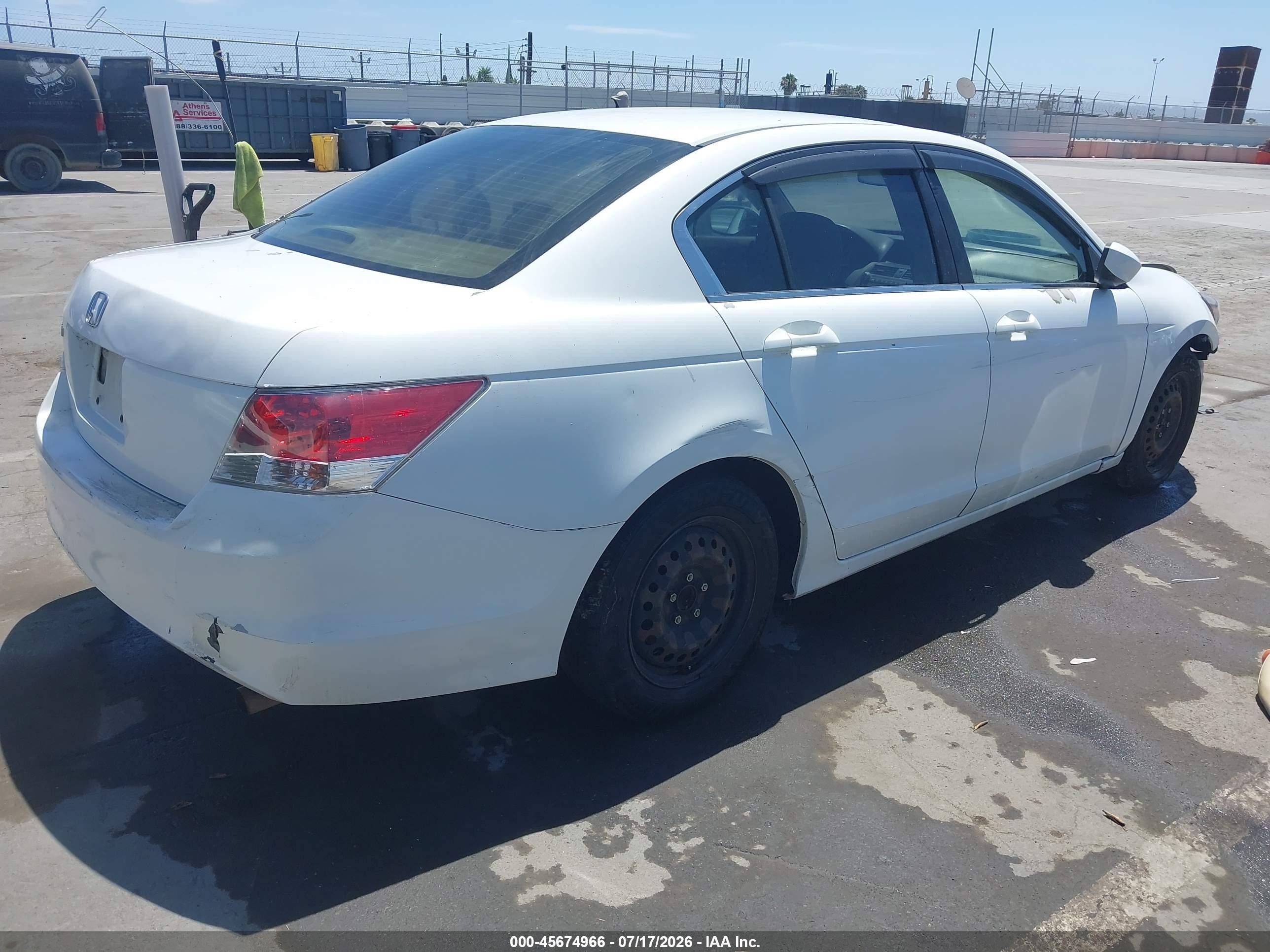 2009 Honda Accord 2.4 Lx White vin: 1HGCP26309A148938