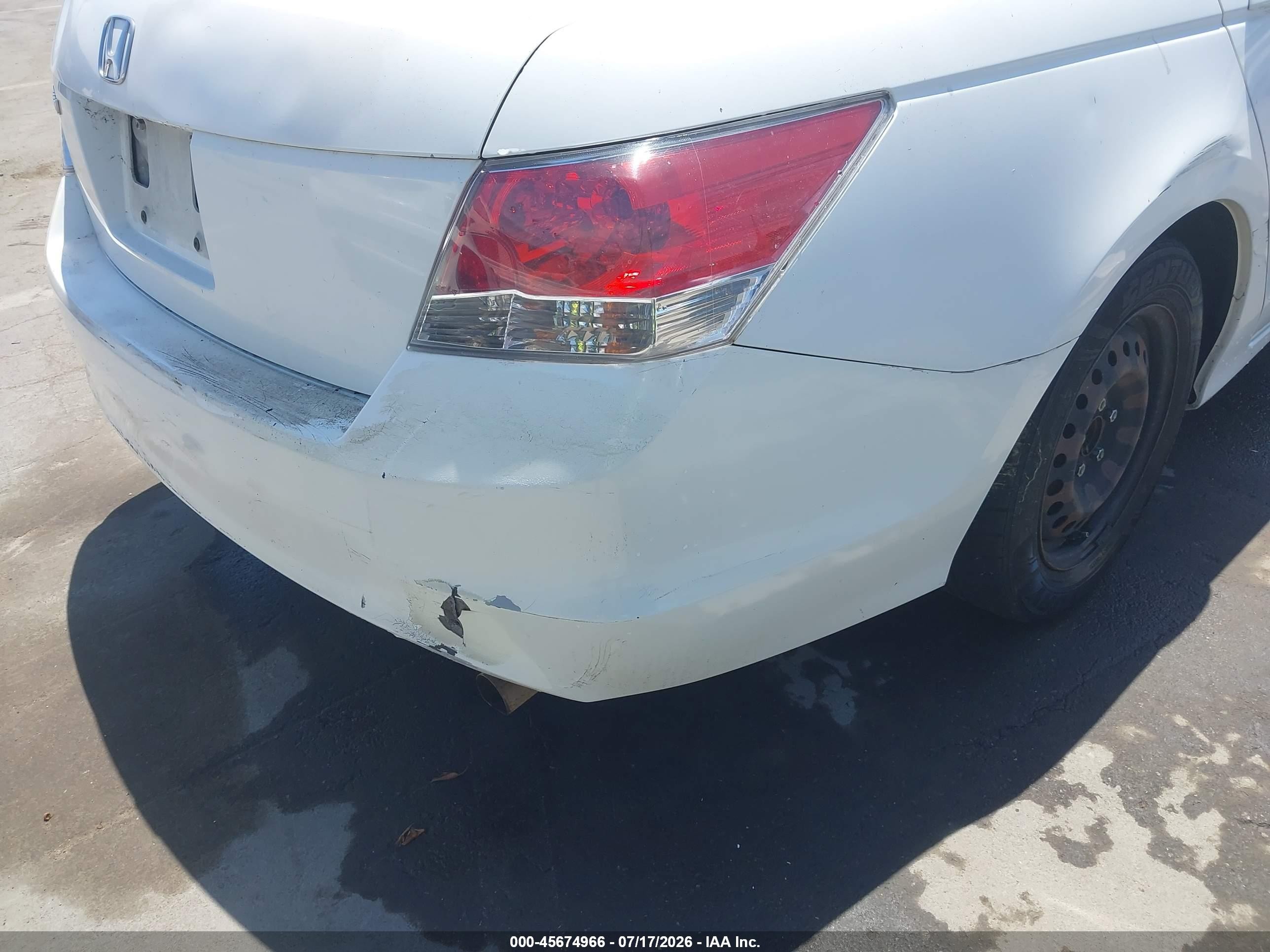 2009 Honda Accord 2.4 Lx White vin: 1HGCP26309A148938