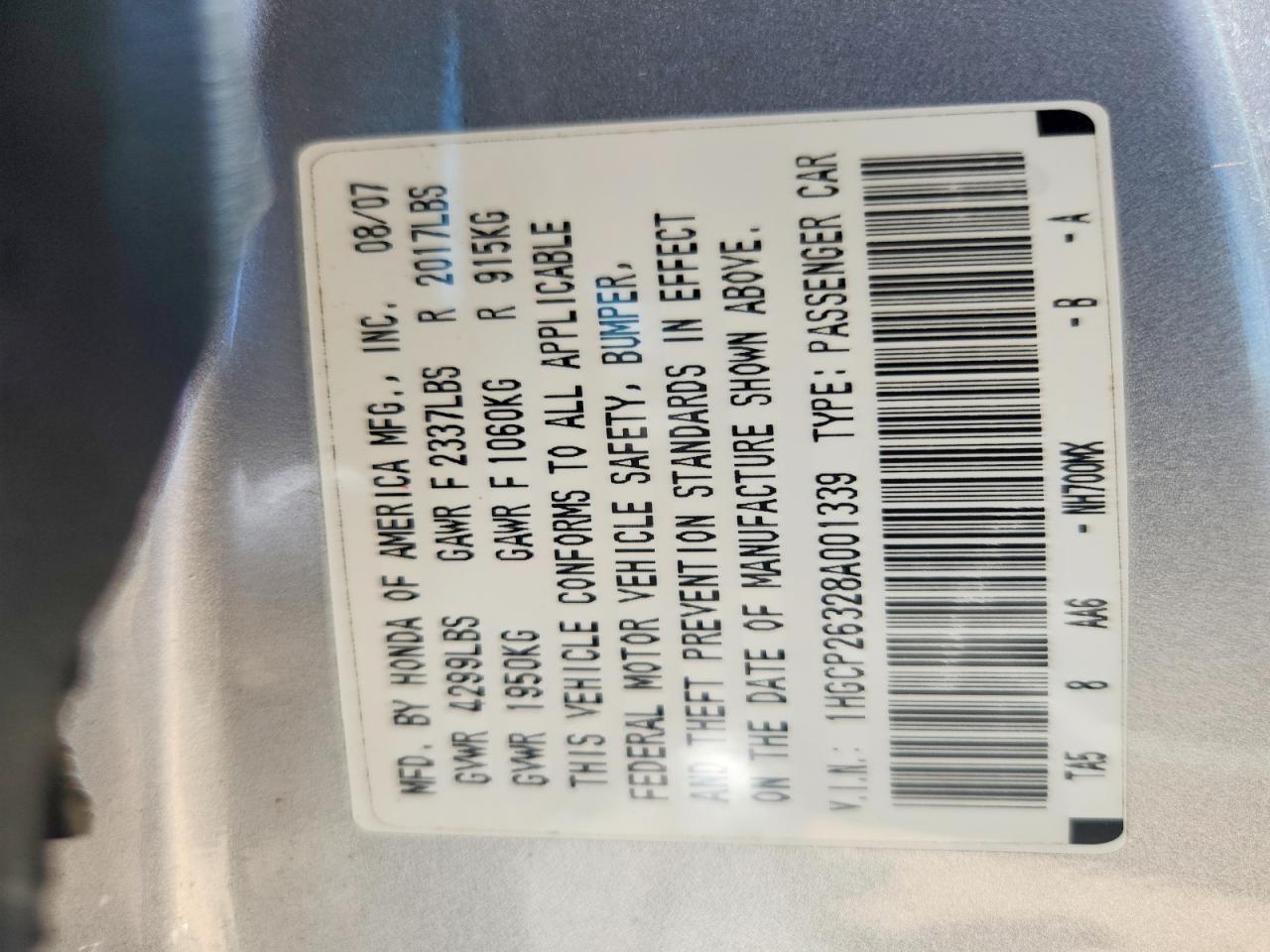 2008 Honda Accord Lx Silver vin: 1HGCP26328A001339