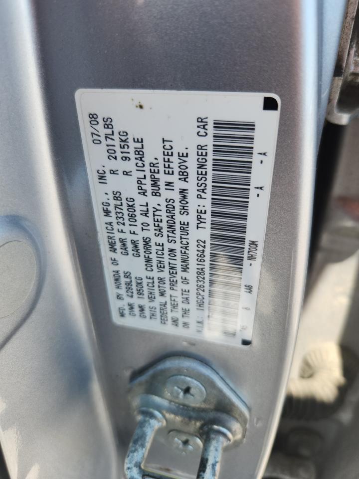 2008 Honda Accord Lx Silver vin: 1HGCP26328A166422