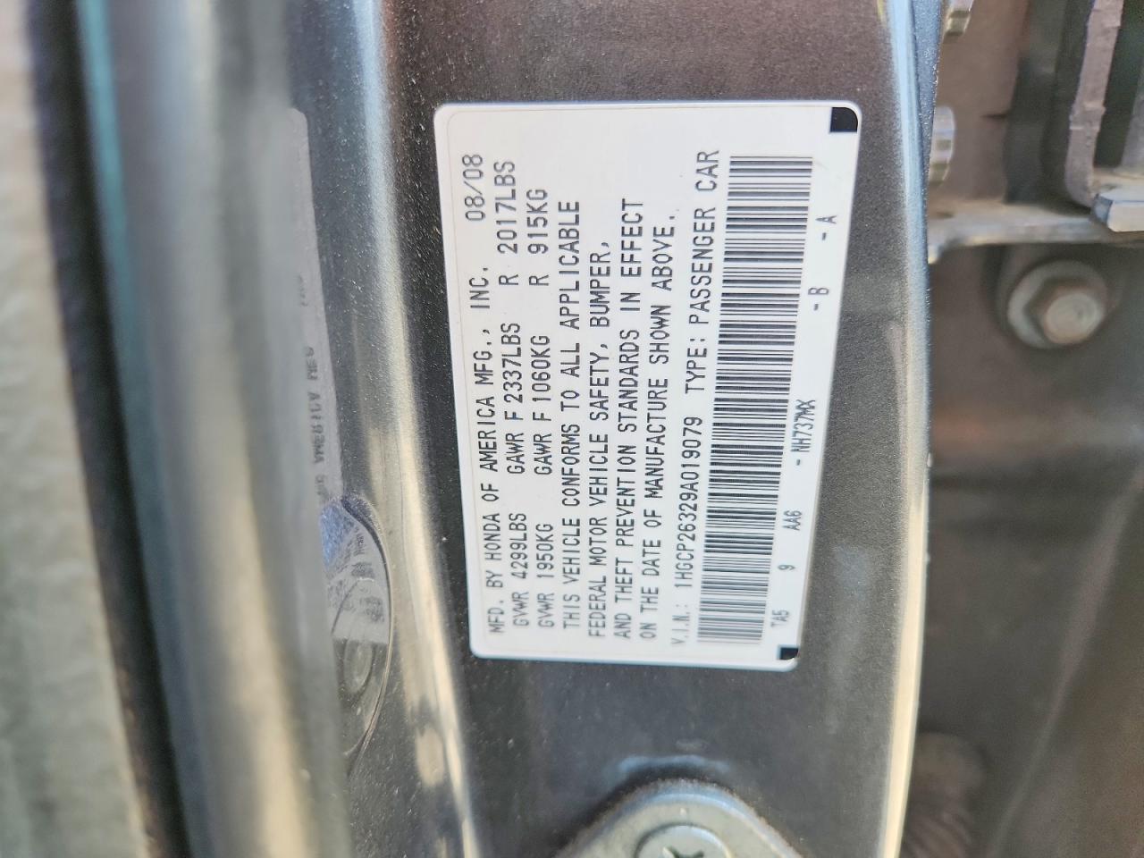 2009 Honda Accord Lx Серый vin: 1HGCP26329A019079