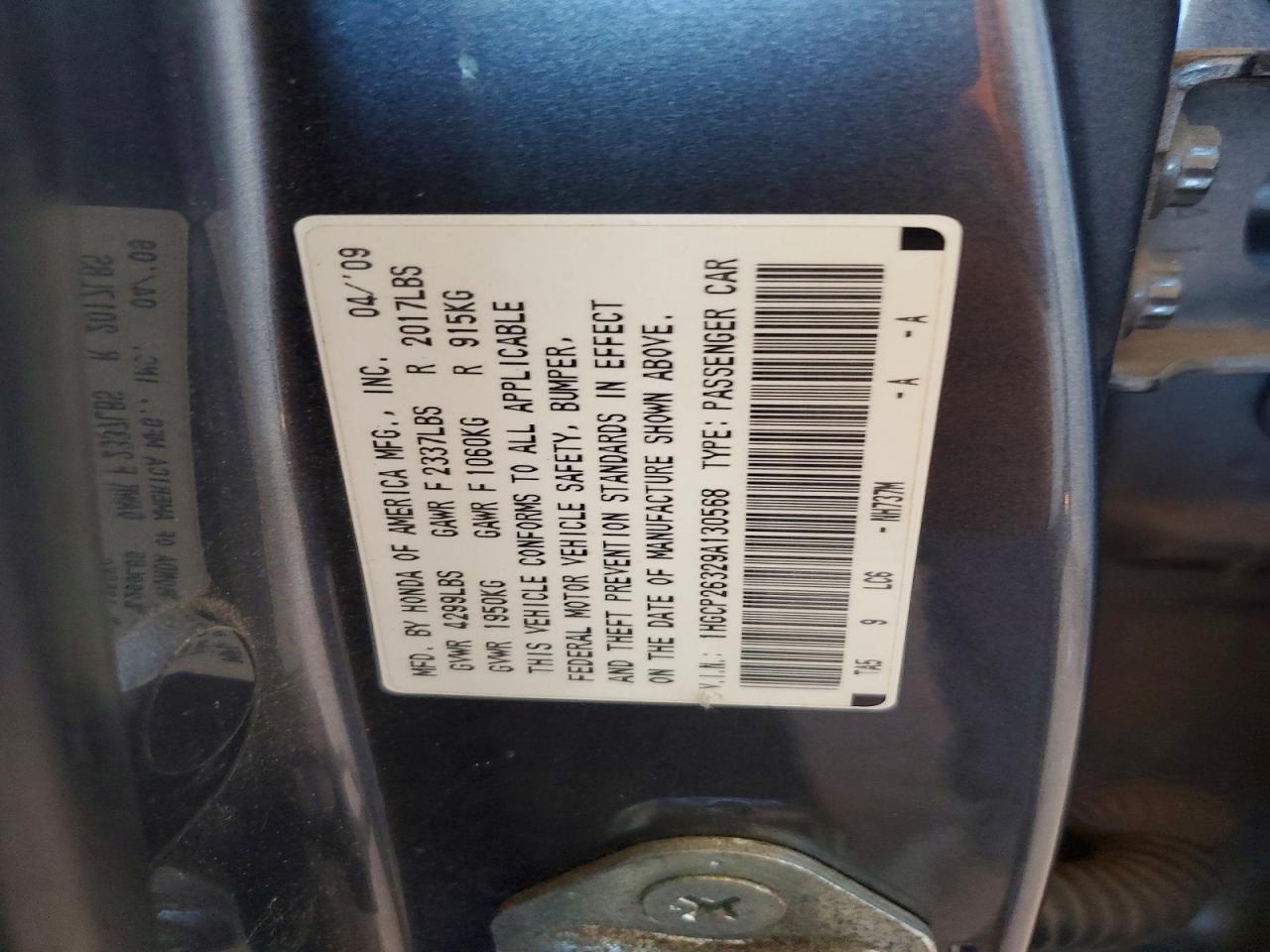2009 Honda Accord Lx Gray vin: 1HGCP26329A130568