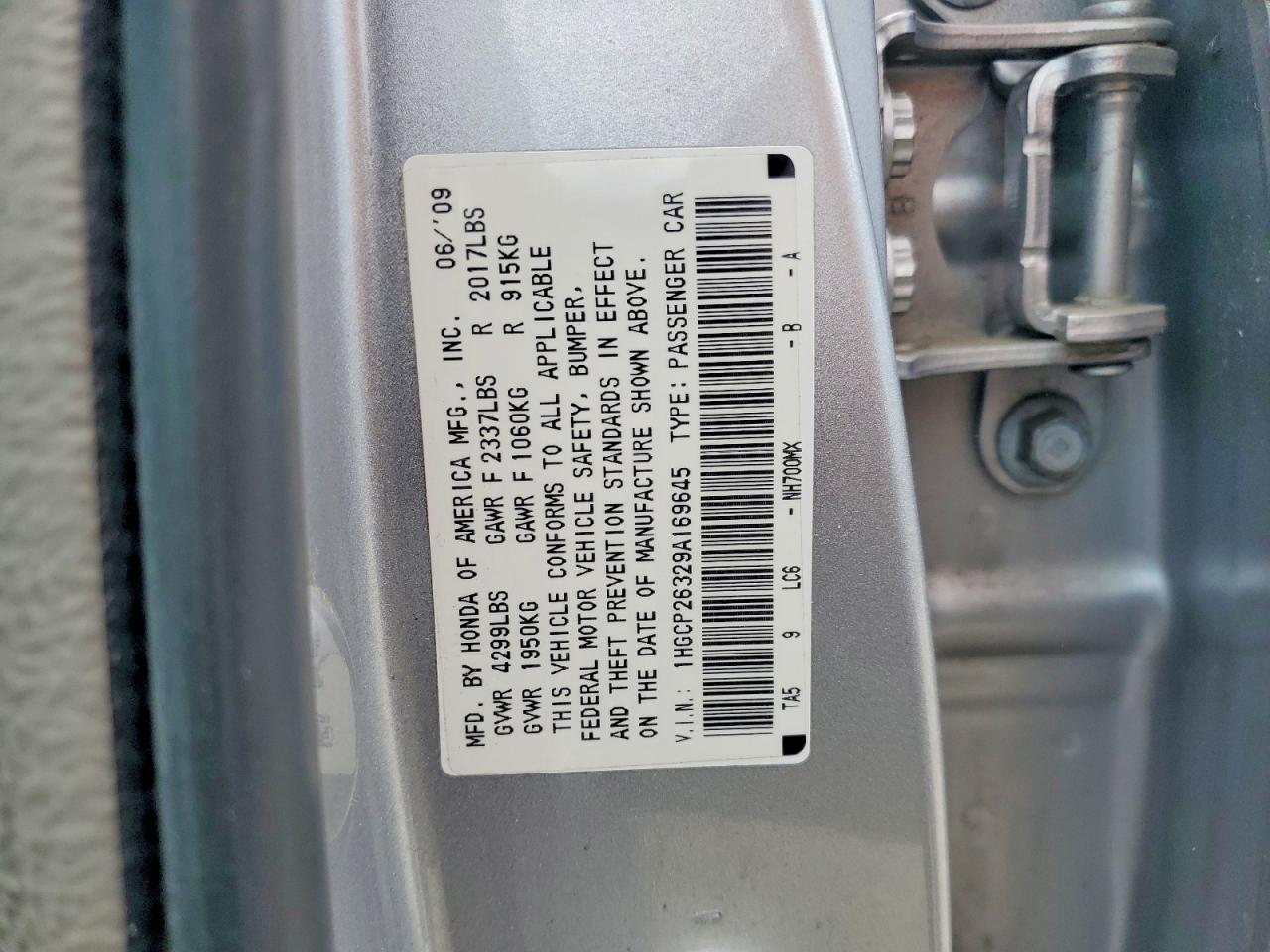 2009 Honda Accord Lx Серебряный vin: 1HGCP26329A169645