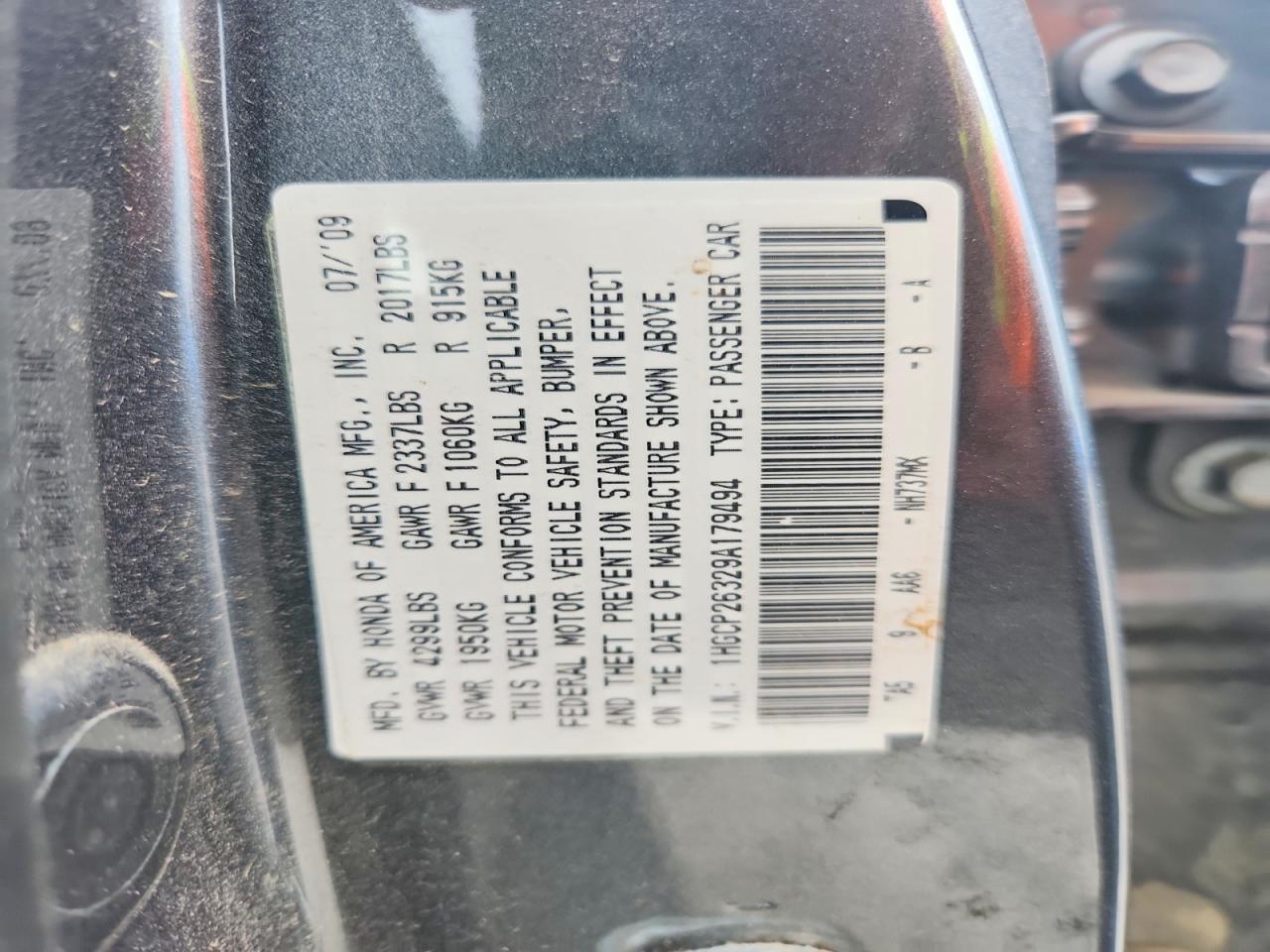 2009 Honda Accord Lx Gray vin: 1HGCP26329A179494