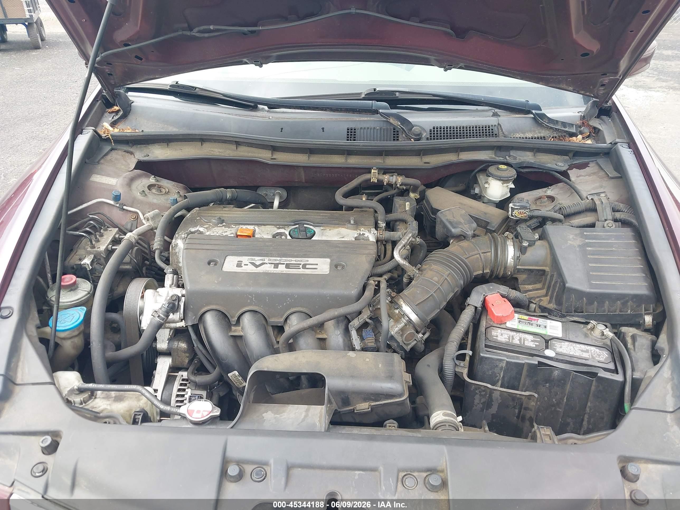 2009 Honda Accord 2.4 Lx Burgundy vin: 1HGCP26329A196084