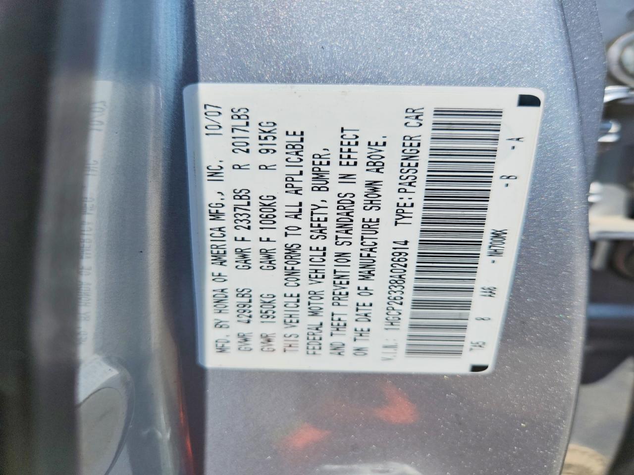 2008 Honda Accord Lx Silver vin: 1HGCP26338A026914