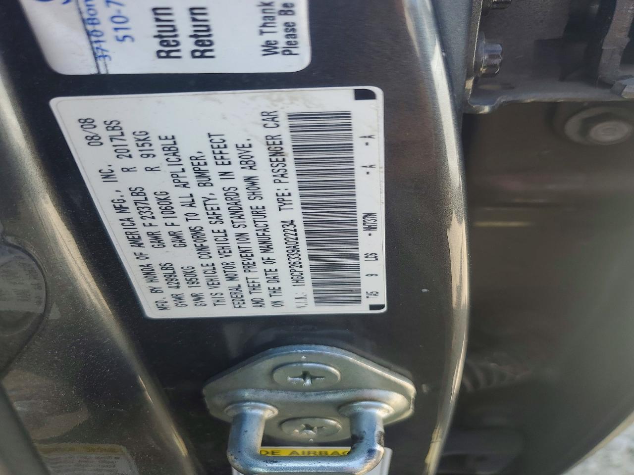 2009 Honda Accord Lx Gray vin: 1HGCP26339A022234