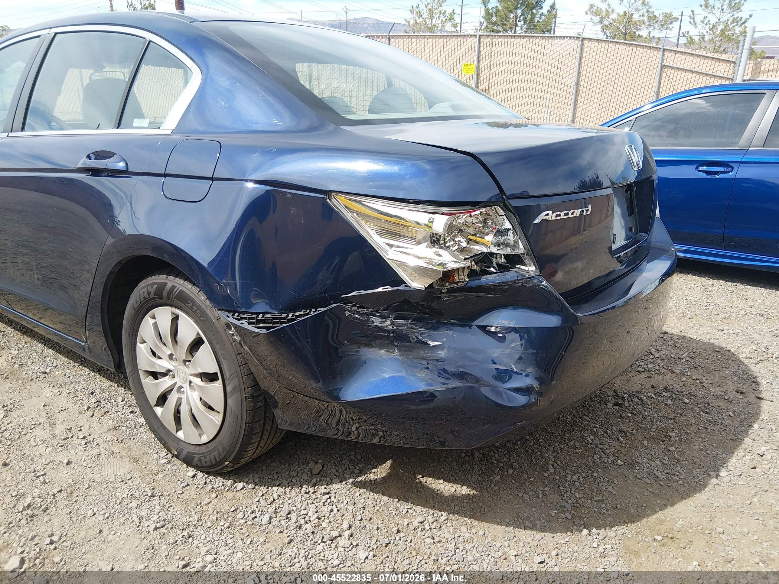 2009 Honda Accord 2.4 Lx Blue vin: 1HGCP26339A042483