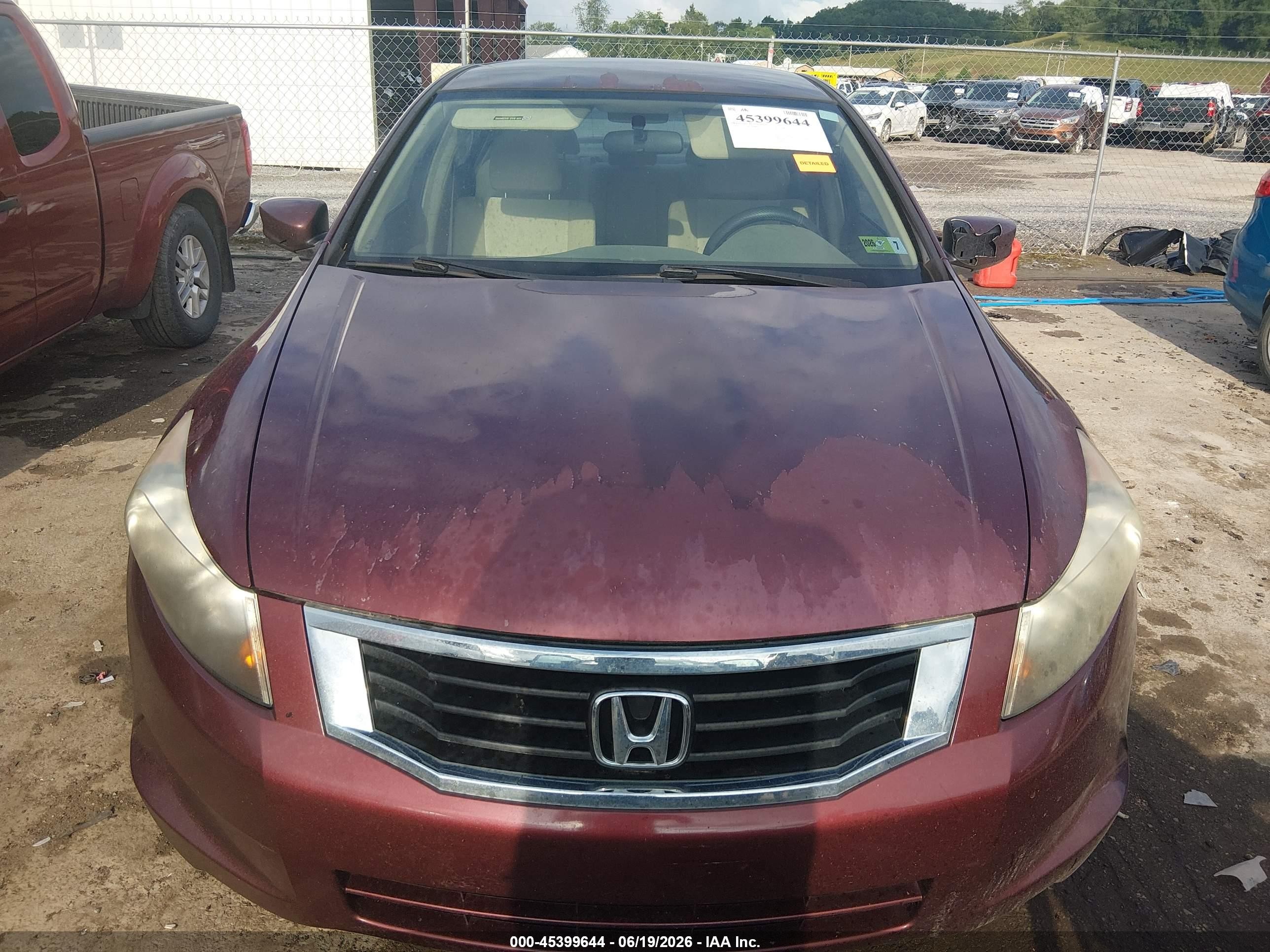 2009 Honda Accord 2.4 Lx Maroon vin: 1HGCP26339A073149