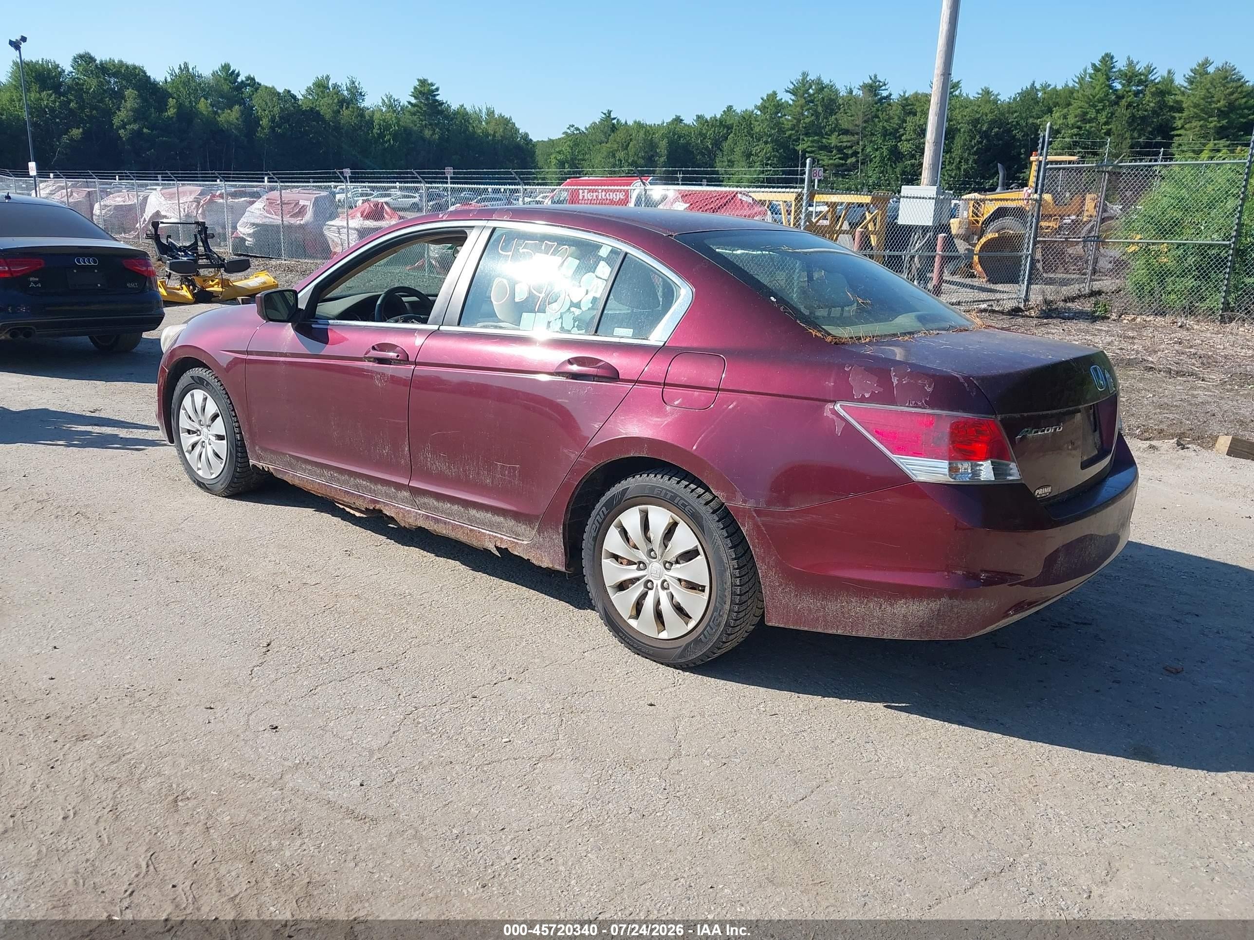 2009 Honda Accord 2.4 Lx Burgundy vin: 1HGCP26349A102867