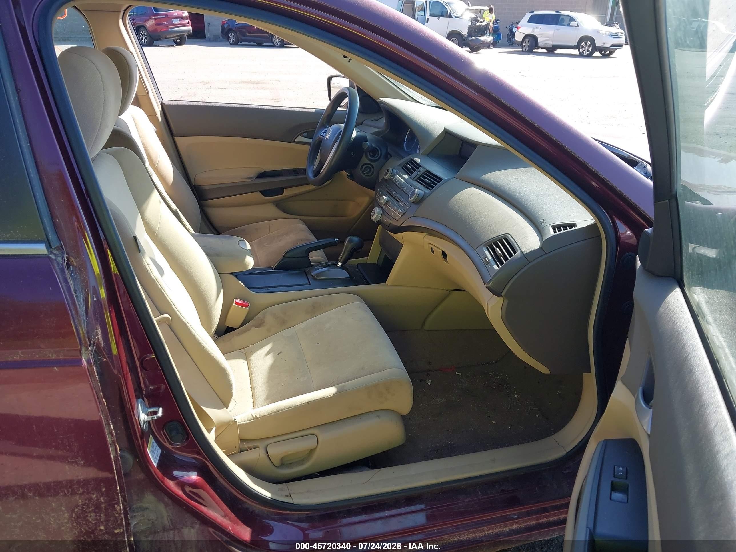 2009 Honda Accord 2.4 Lx Burgundy vin: 1HGCP26349A102867