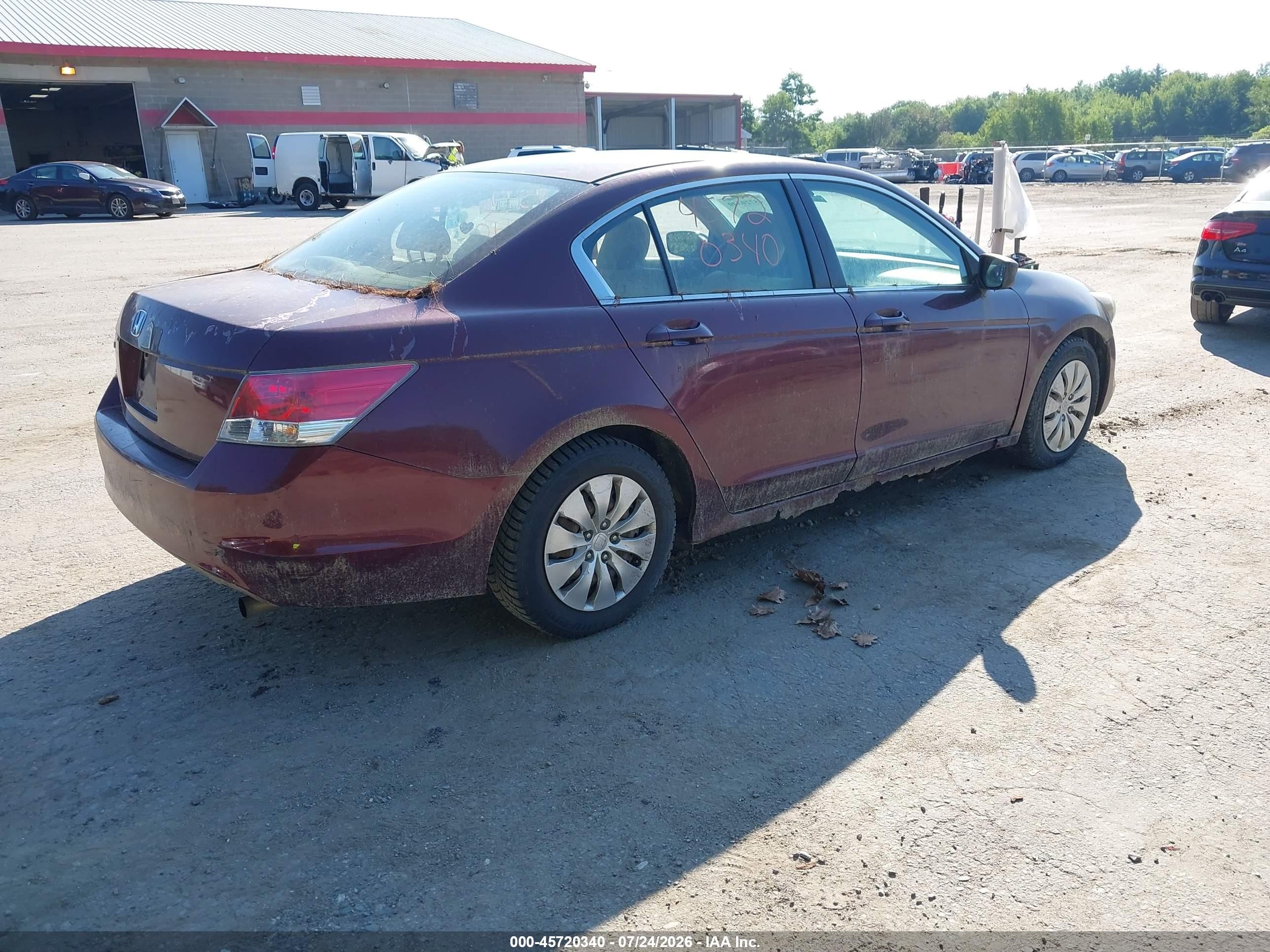 2009 Honda Accord 2.4 Lx Burgundy vin: 1HGCP26349A102867