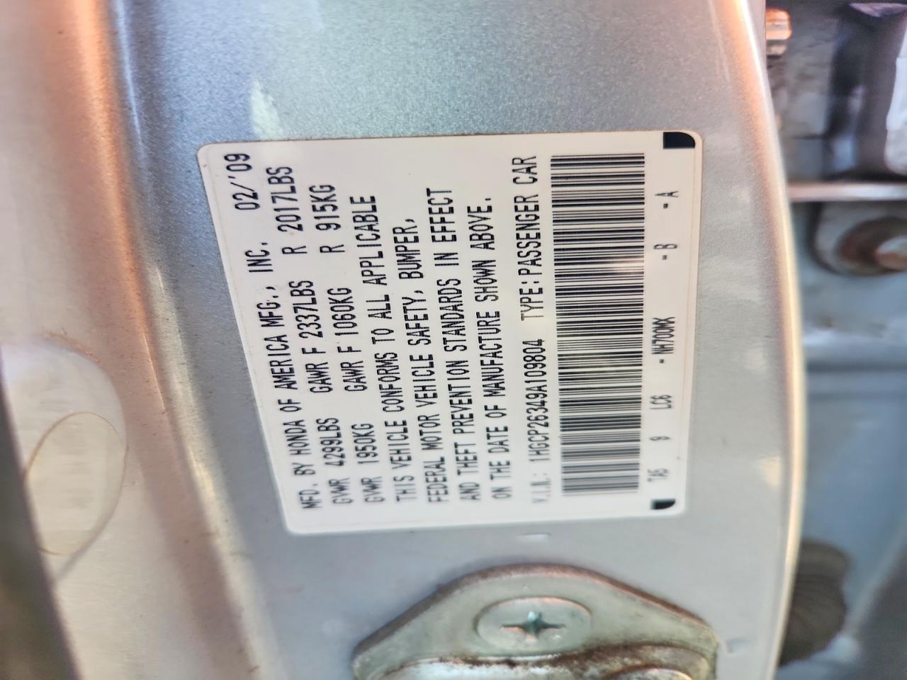 2009 Honda Accord Lx Silver vin: 1HGCP26349A109804