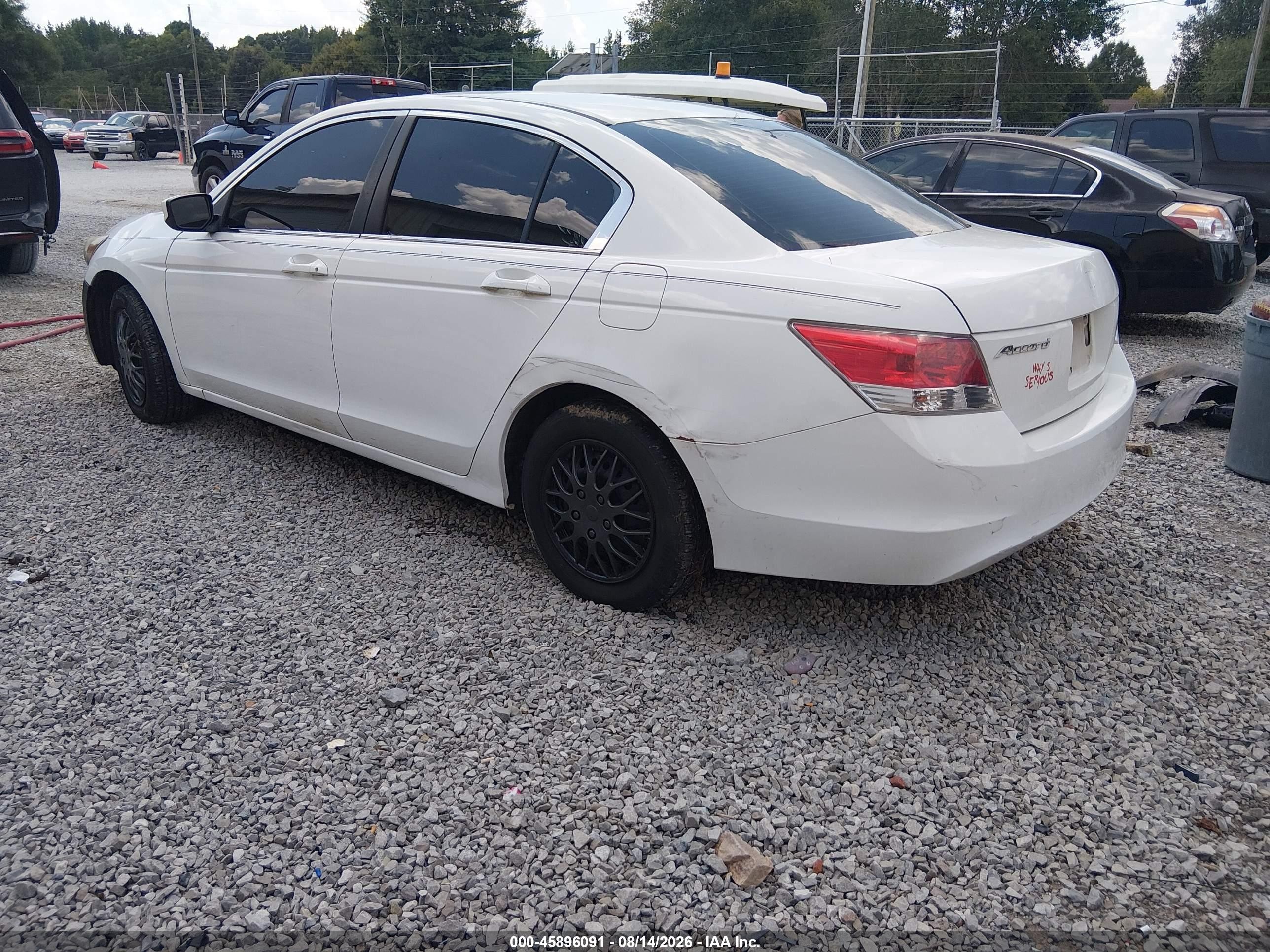 2009 Honda Accord 2.4 Lx White vin: 1HGCP26359A114476