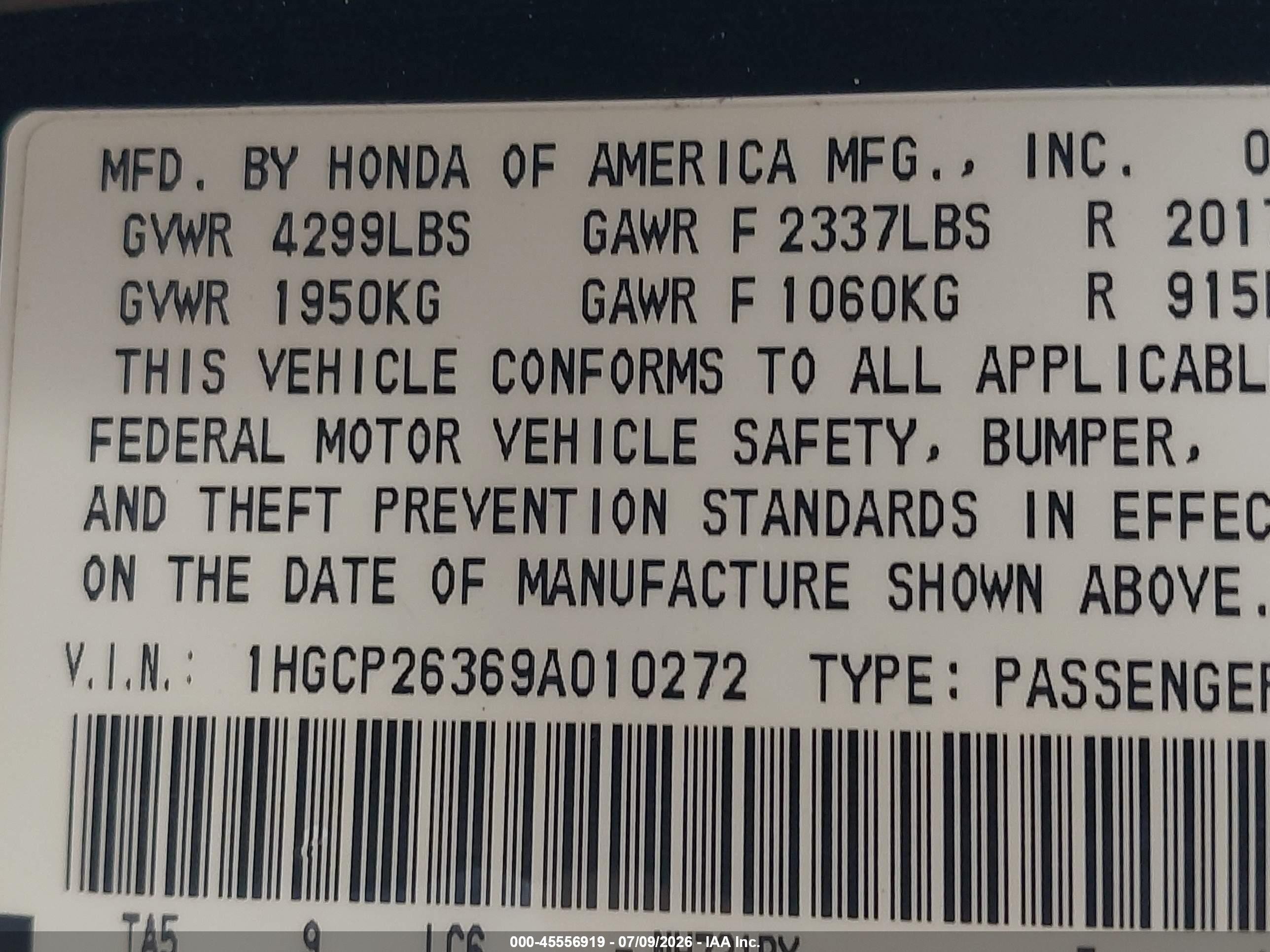 2009 Honda Accord 2.4 Lx Black vin: 1HGCP26369A010272