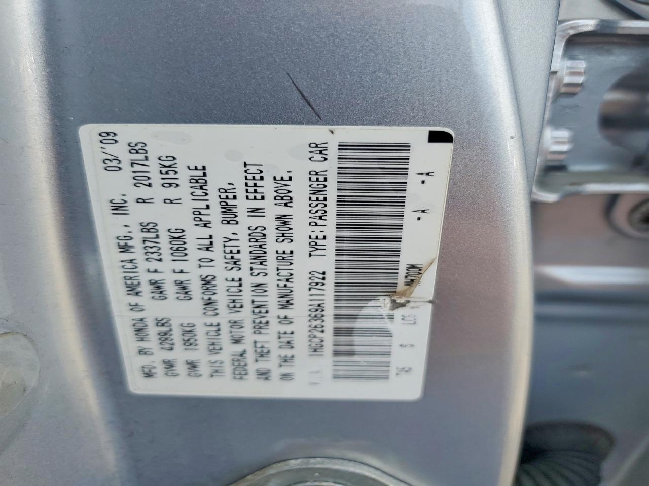 2009 Honda Accord Lx Silver vin: 1HGCP26369A117922