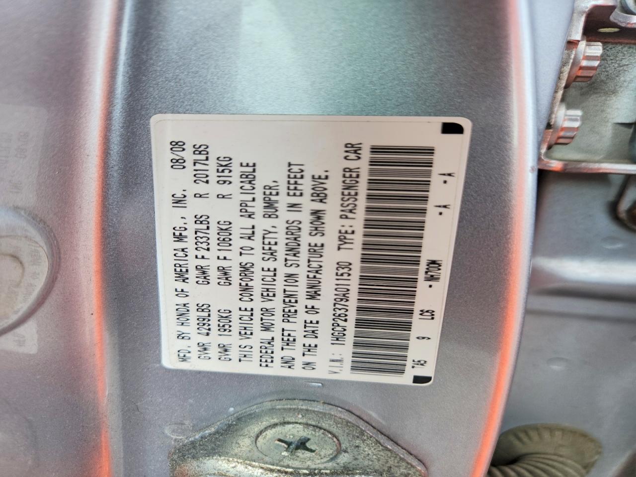 2009 Honda Accord Lx Серебряный vin: 1HGCP26379A011530