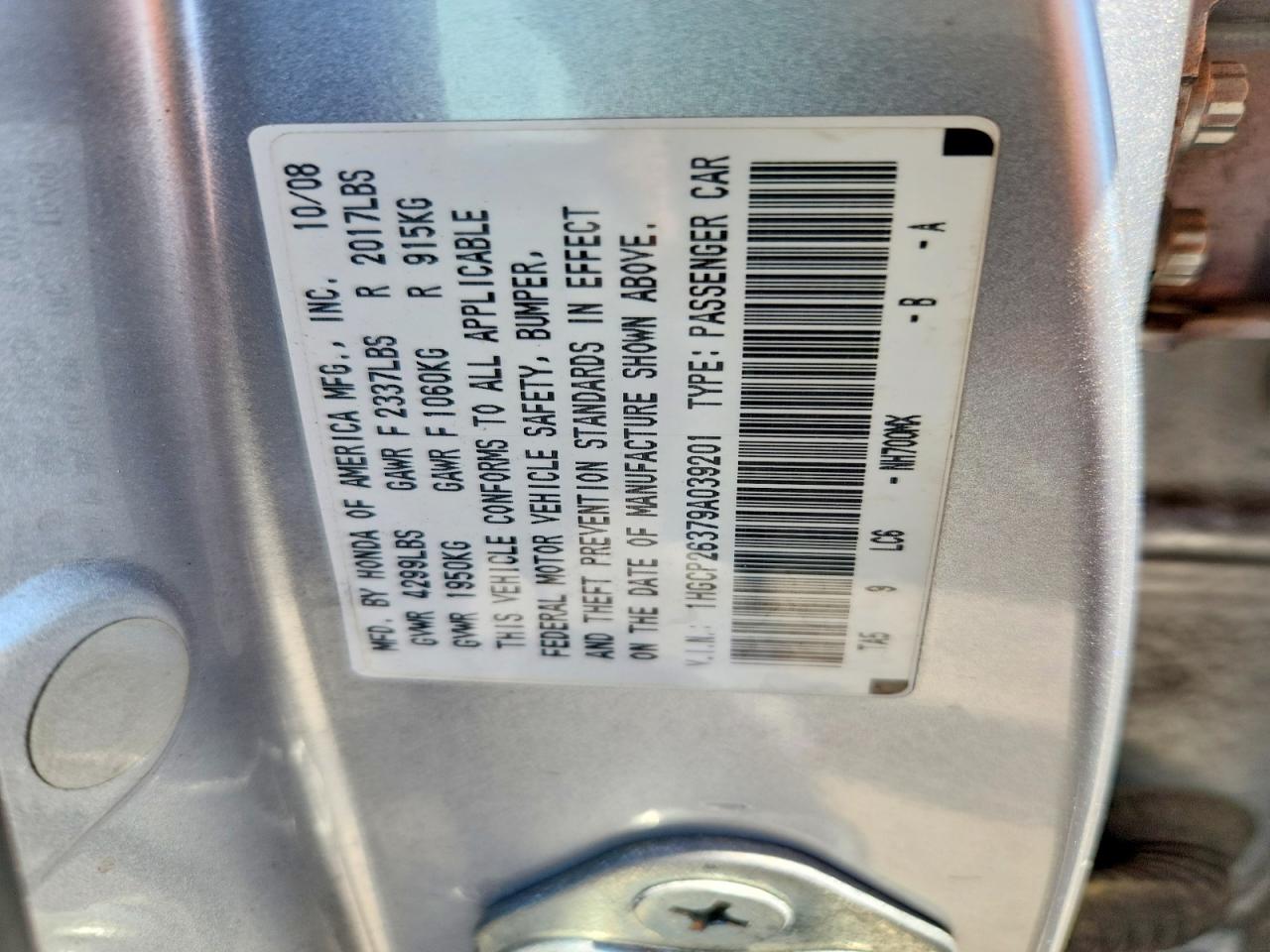 2009 Honda Accord Lx Silver vin: 1HGCP26379A039201