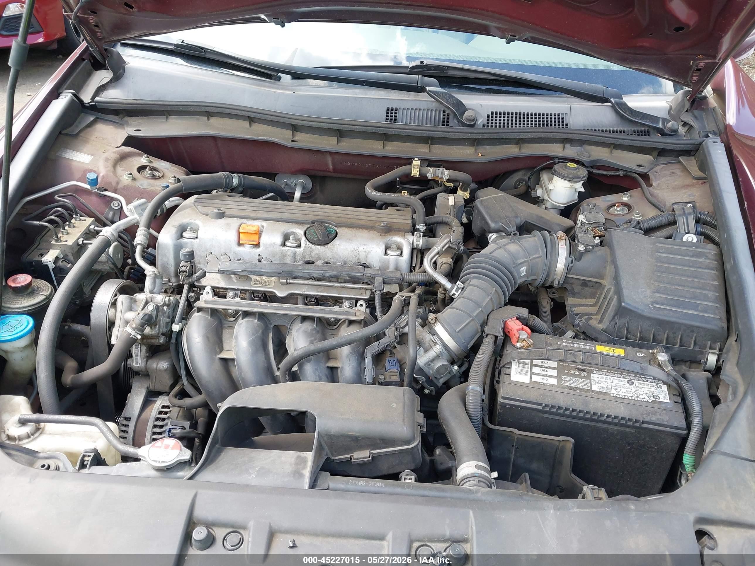 2009 Honda Accord 2.4 Lx Burgundy vin: 1HGCP26379A145938