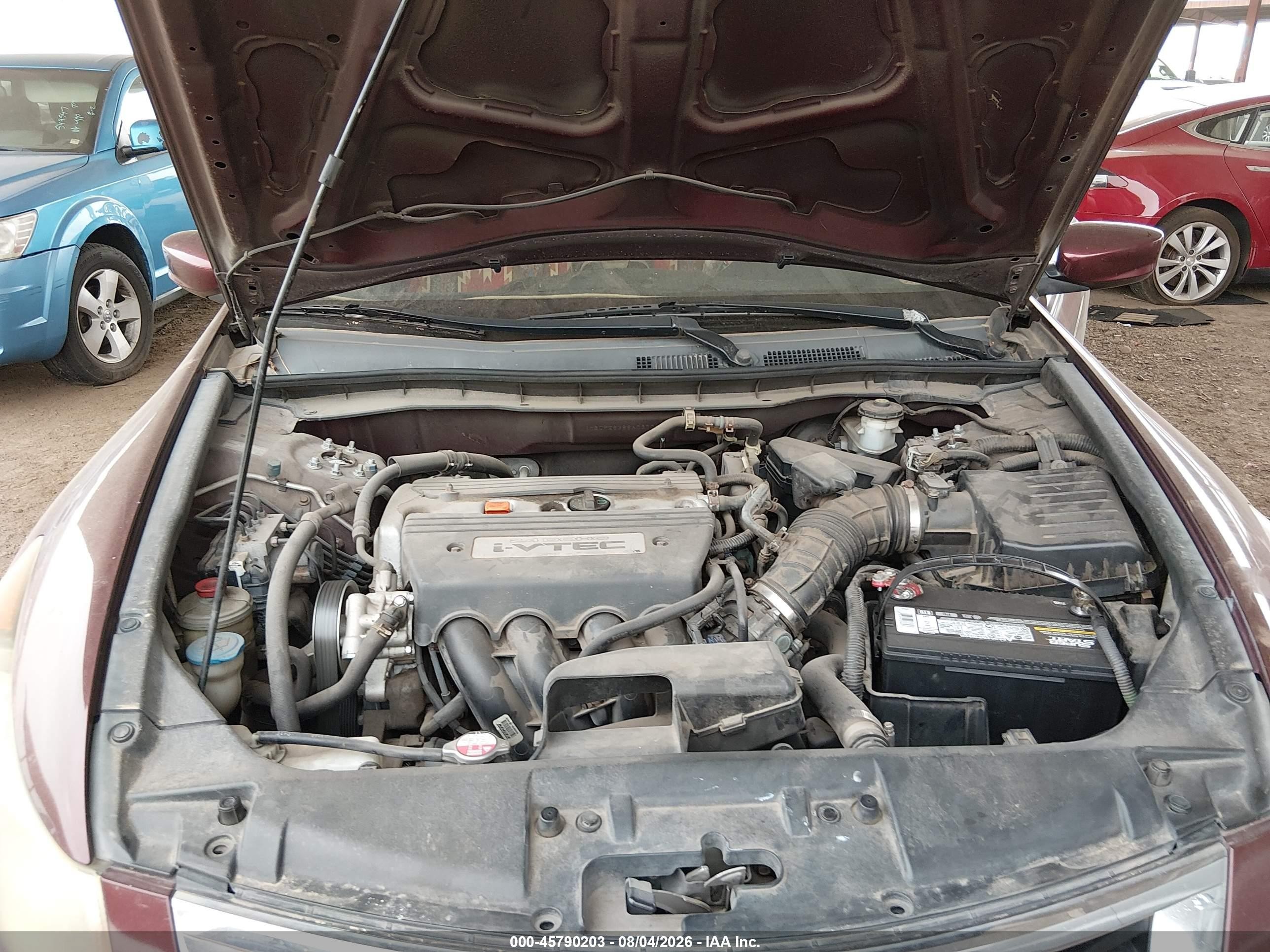 2008 Honda Accord 2.4 Lx Maroon vin: 1HGCP26388A037066