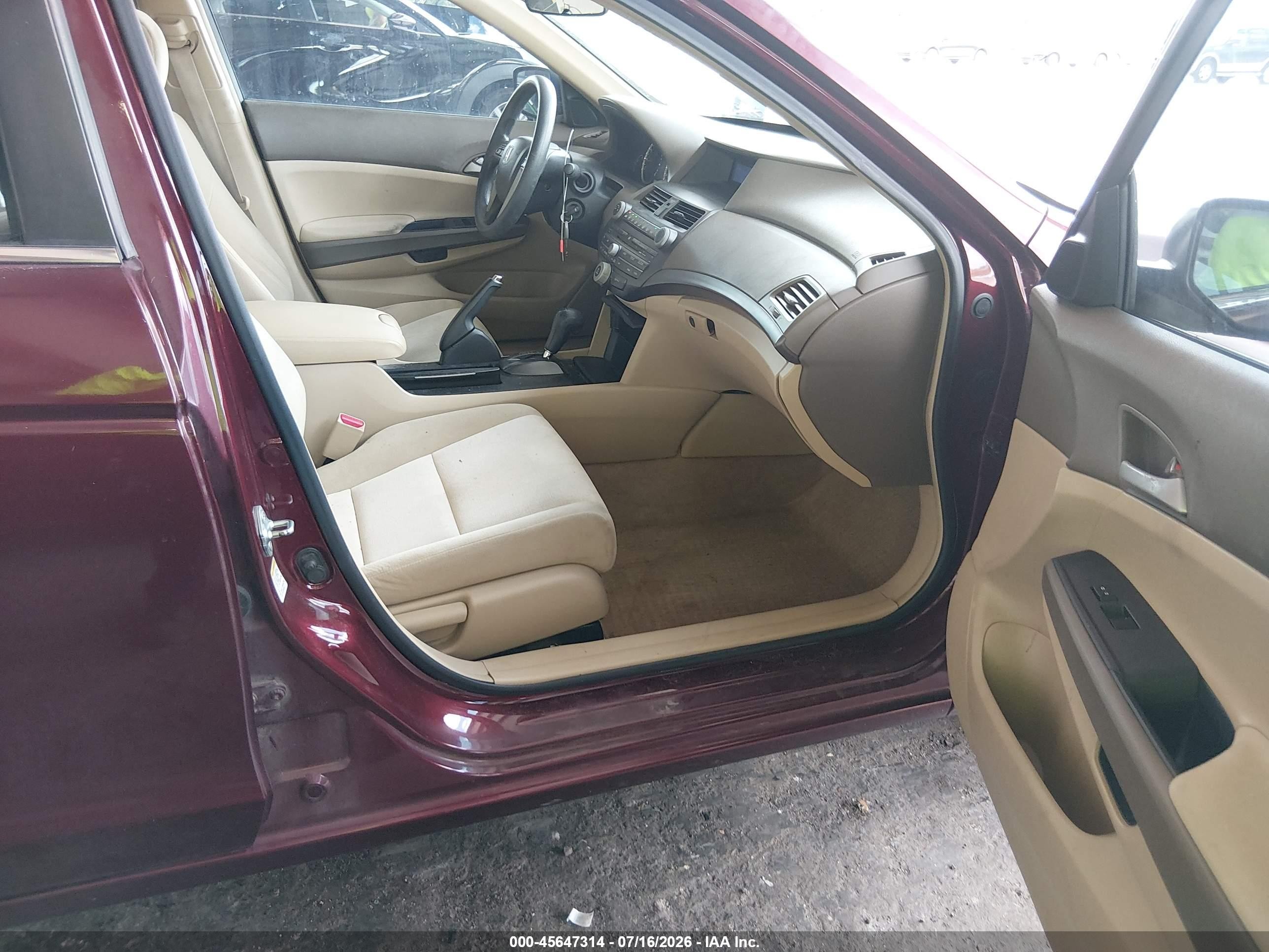 2009 Honda Accord 2.4 Lx Maroon vin: 1HGCP26389A092005