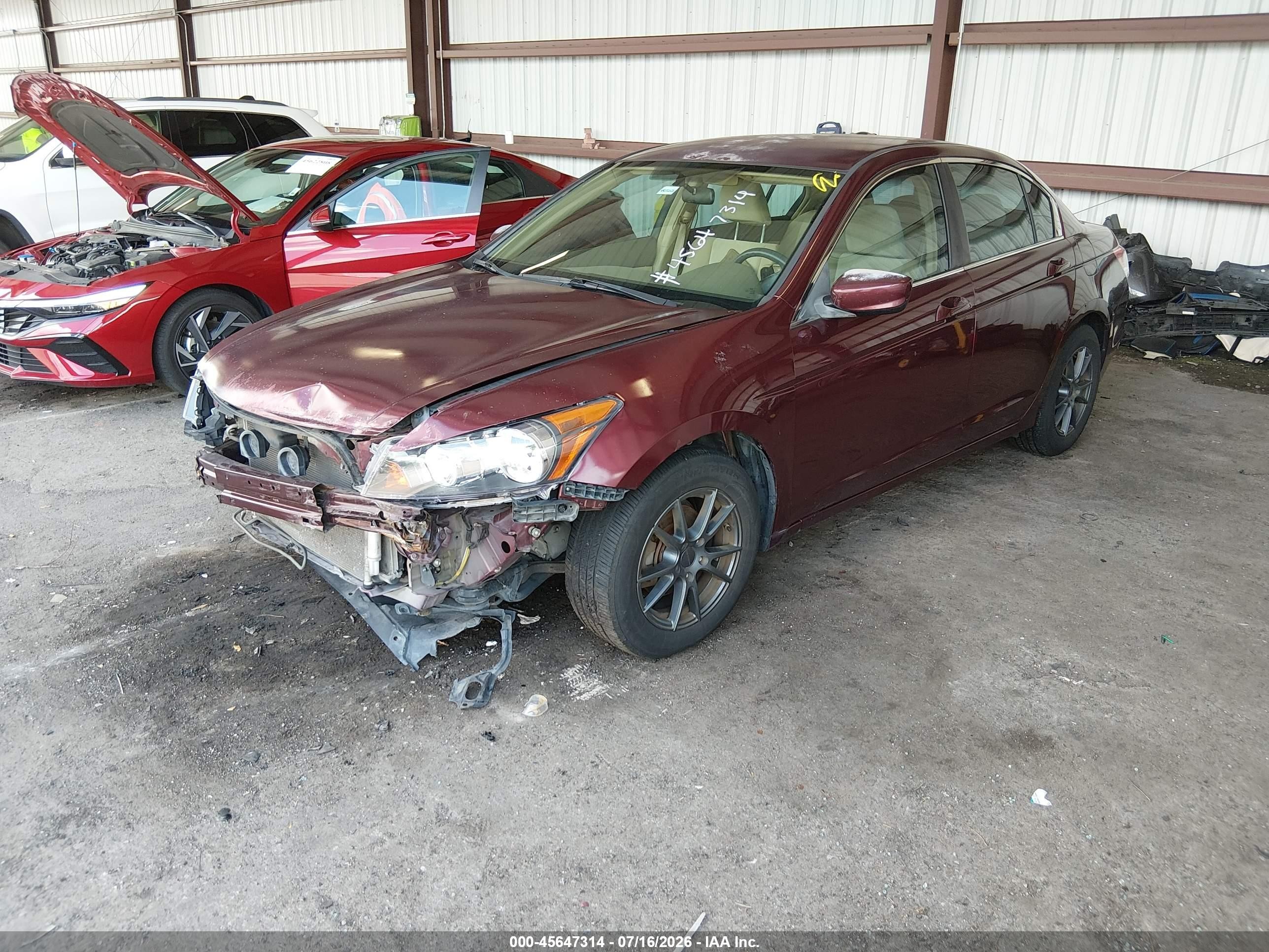 2009 Honda Accord 2.4 Lx Maroon vin: 1HGCP26389A092005