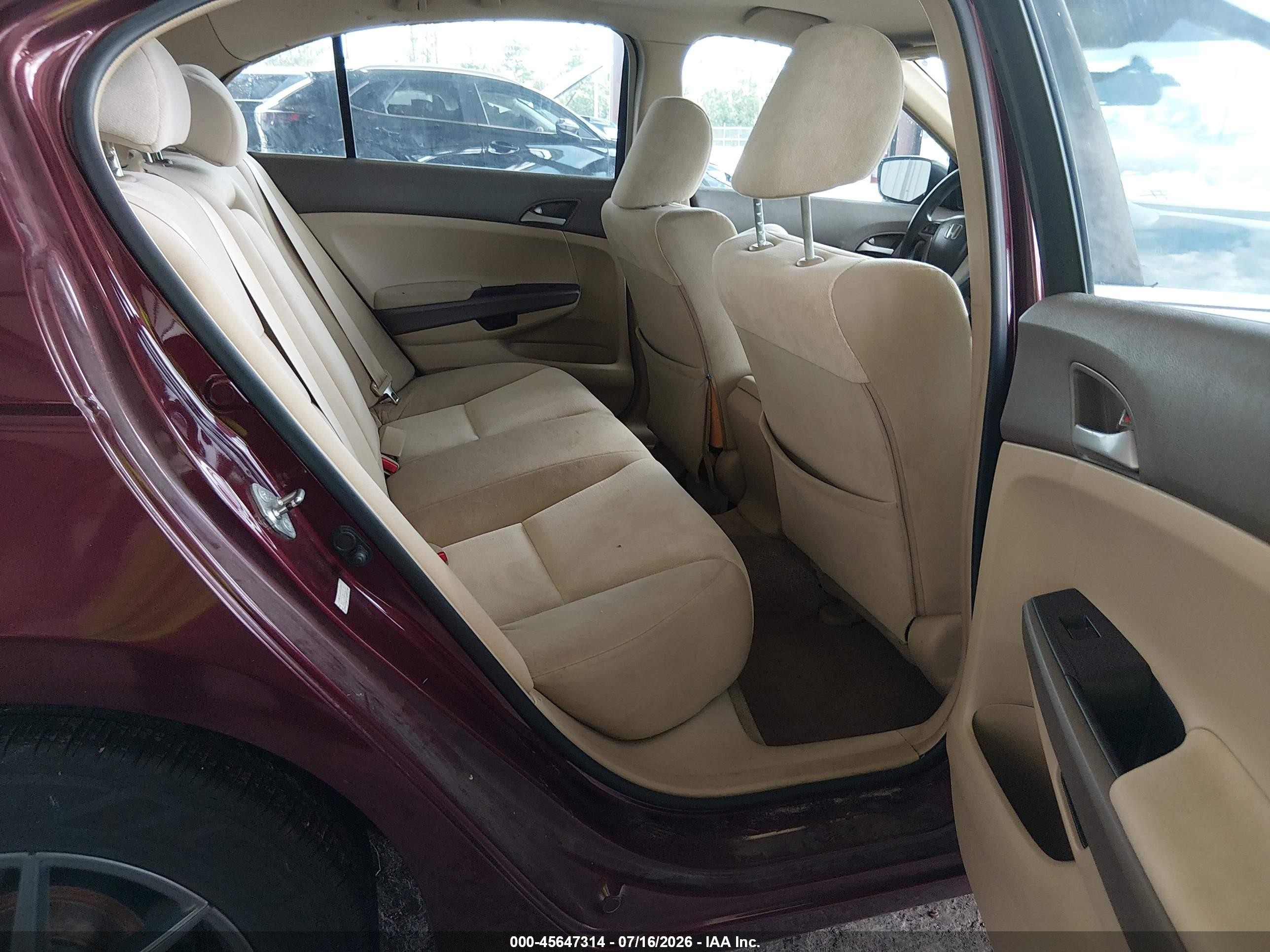 2009 Honda Accord 2.4 Lx Maroon vin: 1HGCP26389A092005