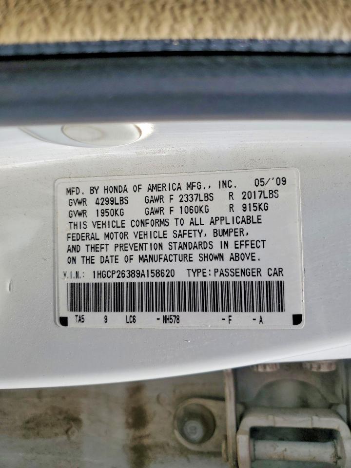 2009 Honda Accord Lx White vin: 1HGCP26389A158620