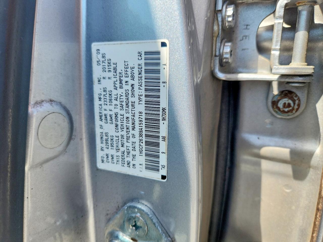 2009 Honda Accord Lx Silver vin: 1HGCP26389A159718