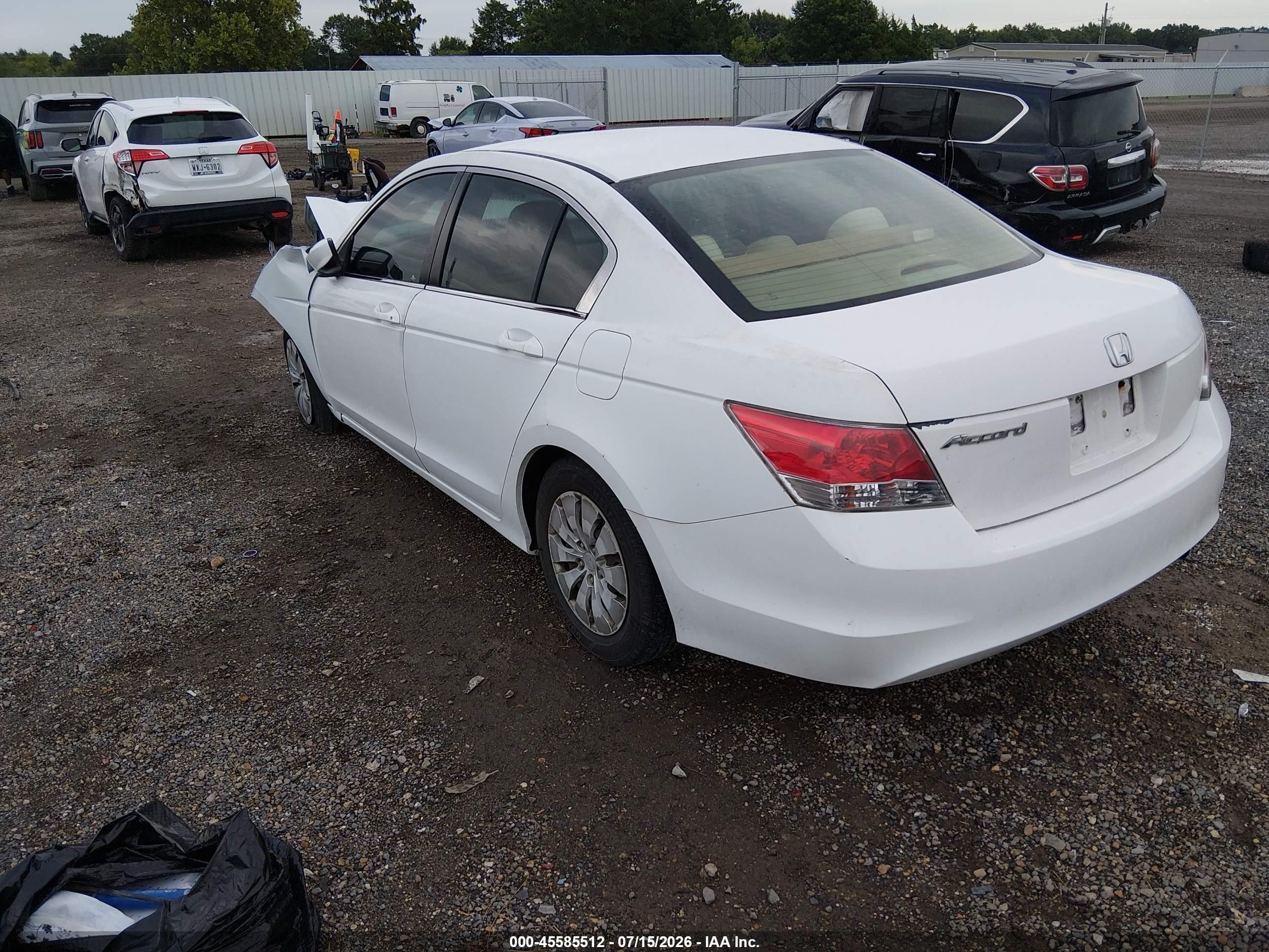 2008 Honda Accord 2.4 Lx White vin: 1HGCP26398A082291