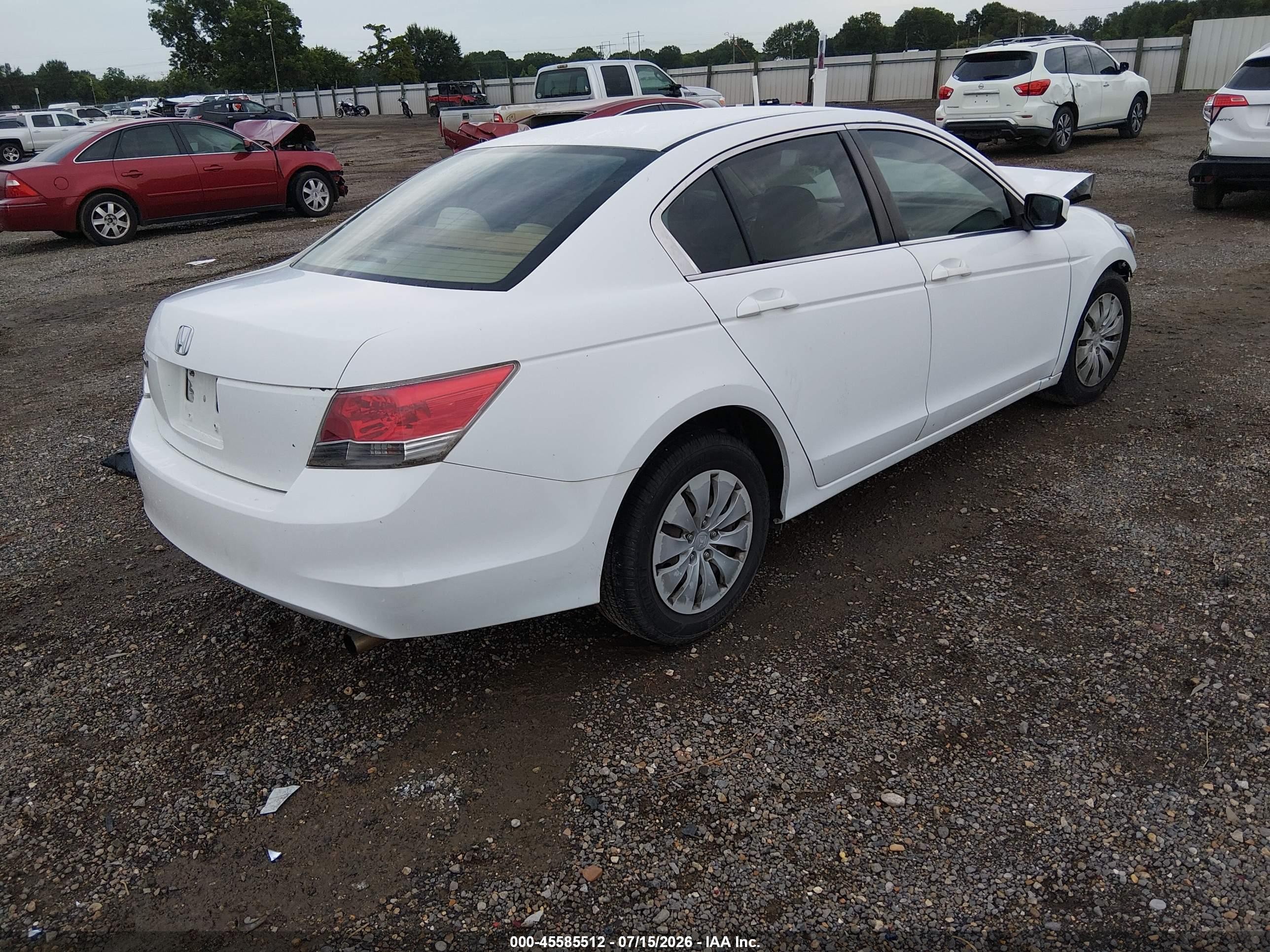 2008 Honda Accord 2.4 Lx White vin: 1HGCP26398A082291