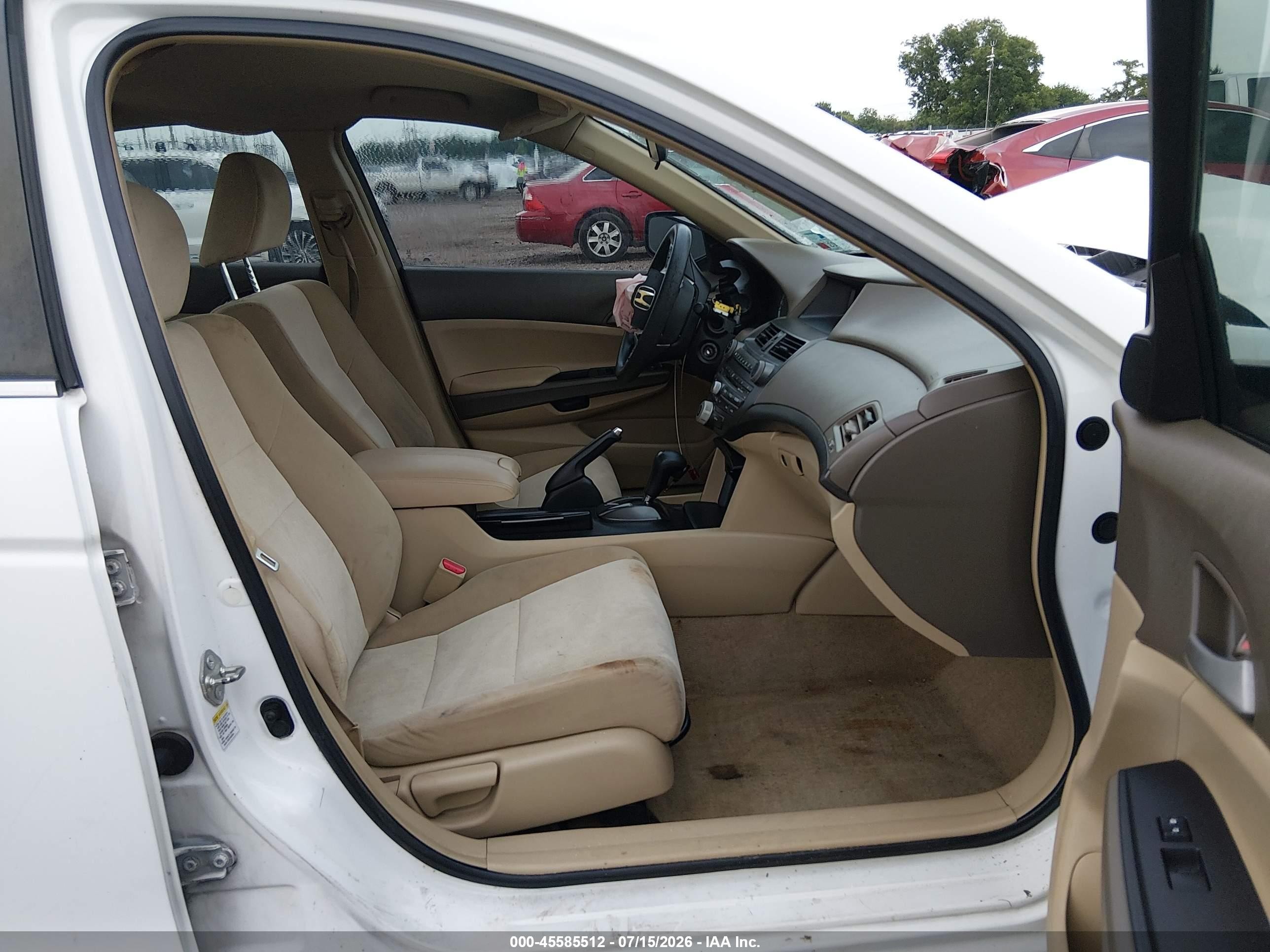 2008 Honda Accord 2.4 Lx White vin: 1HGCP26398A082291