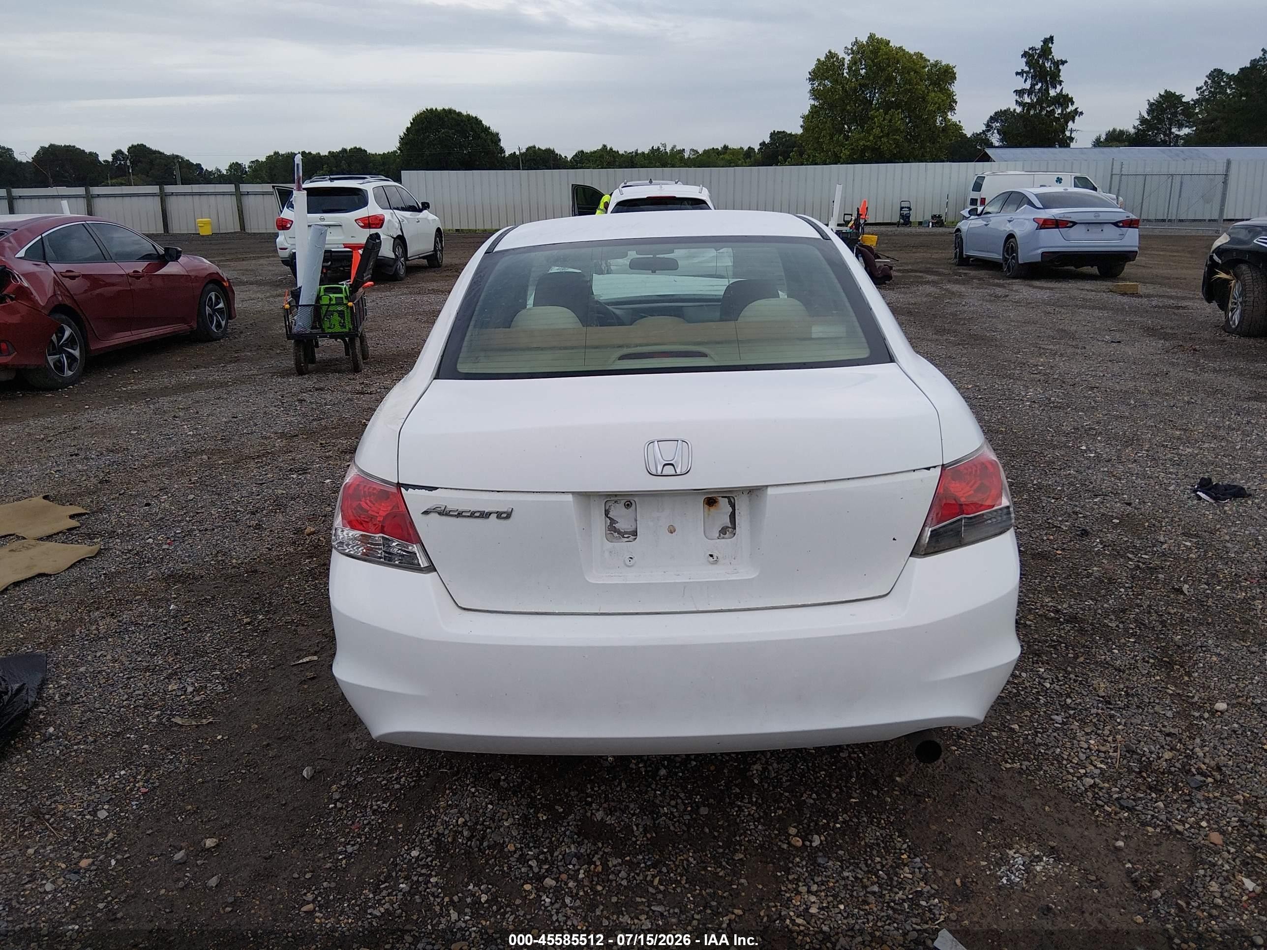 2008 Honda Accord 2.4 Lx White vin: 1HGCP26398A082291