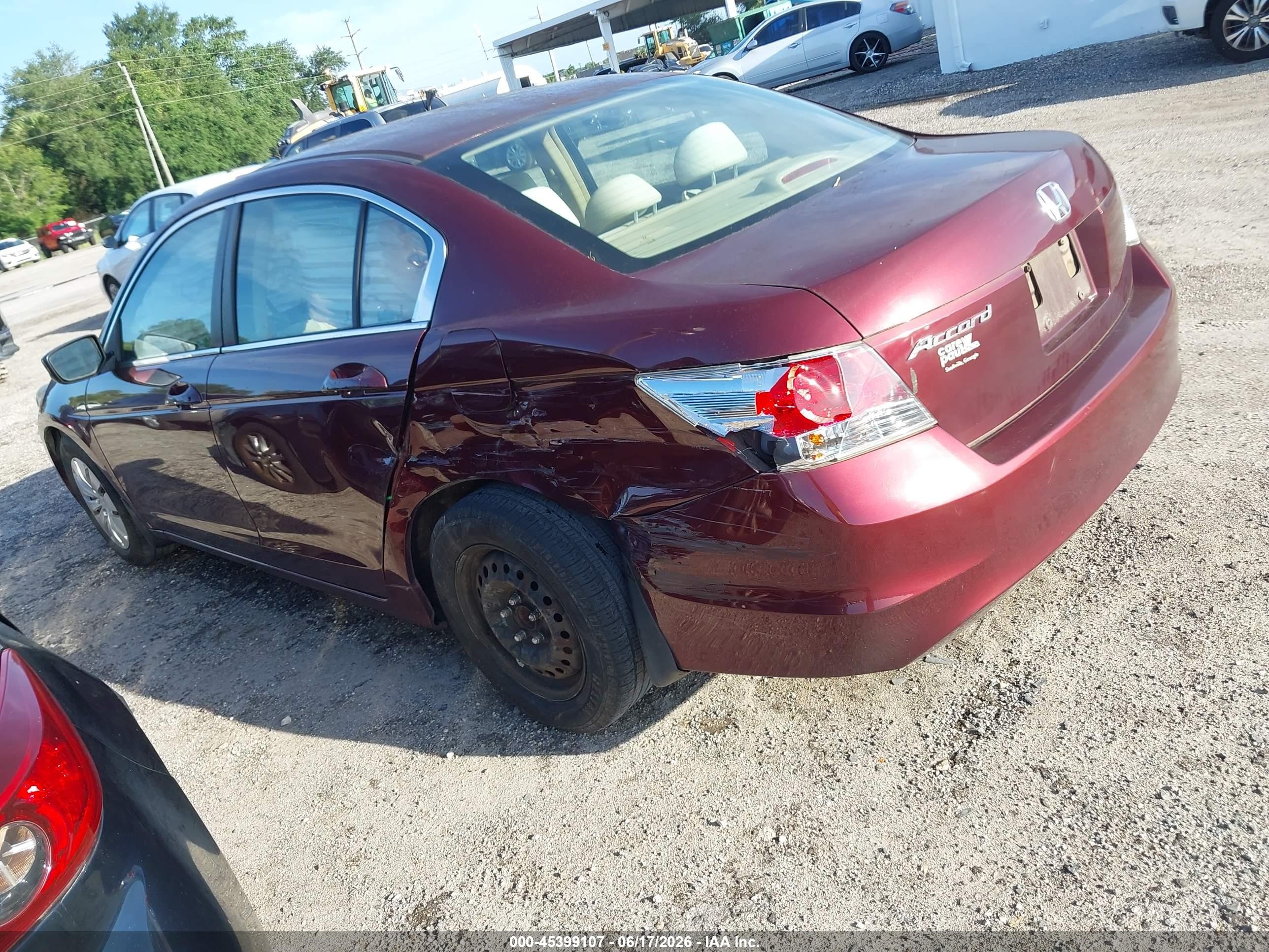 2009 Honda Accord 2.4 Lx Темно-бордовый vin: 1HGCP26399A111368