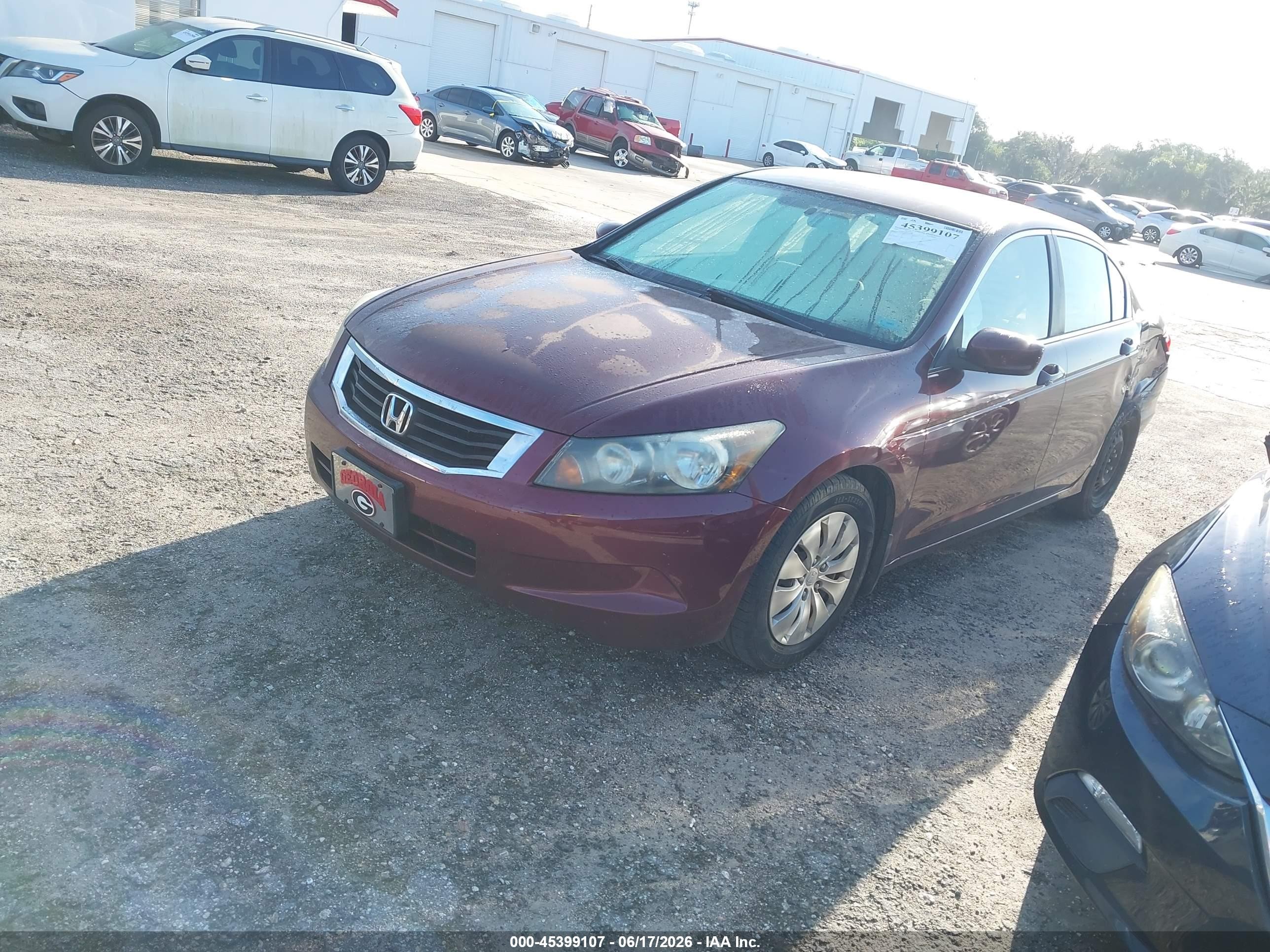 2009 Honda Accord 2.4 Lx Темно-бордовый vin: 1HGCP26399A111368