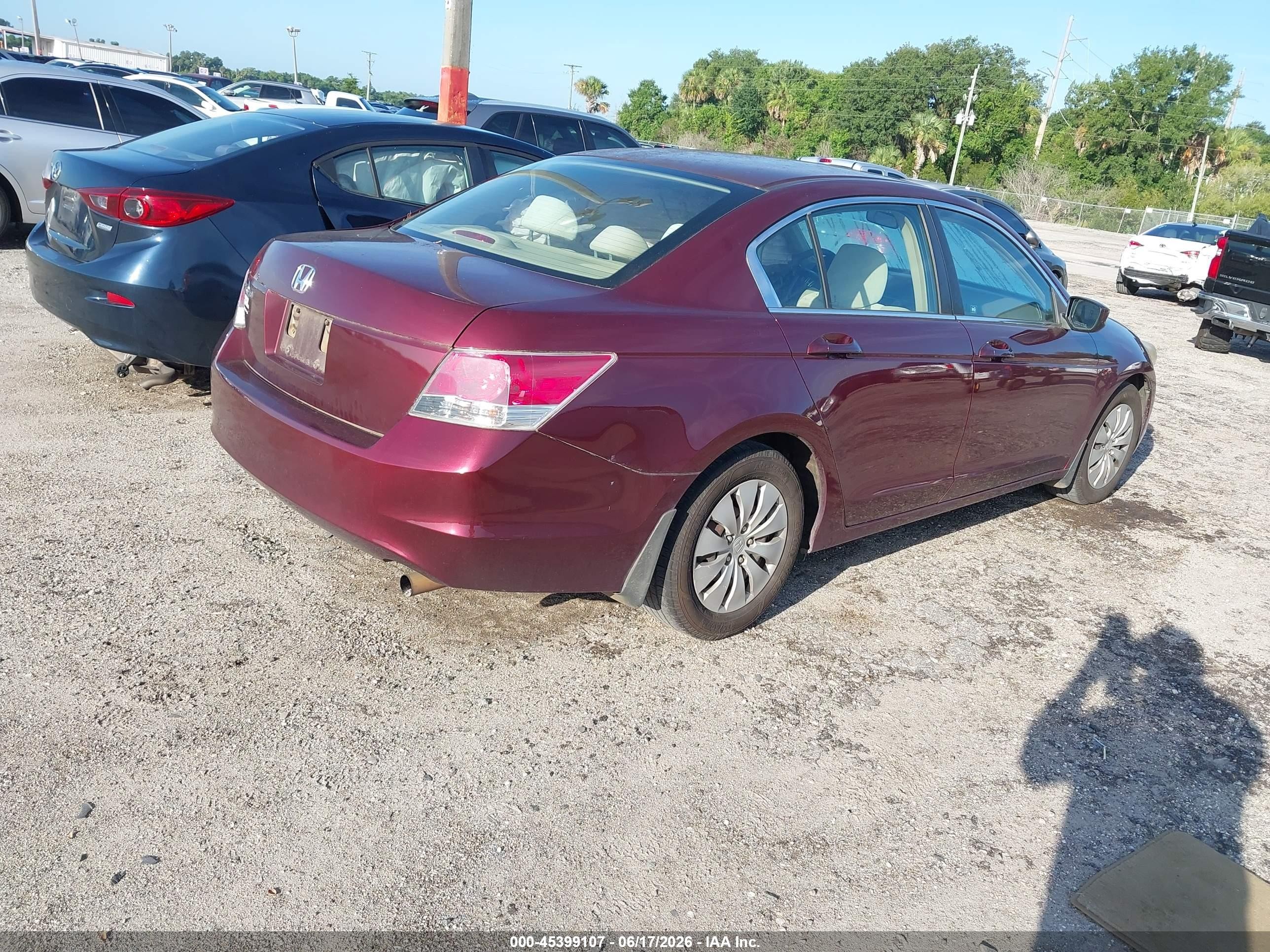 2009 Honda Accord 2.4 Lx Темно-бордовый vin: 1HGCP26399A111368