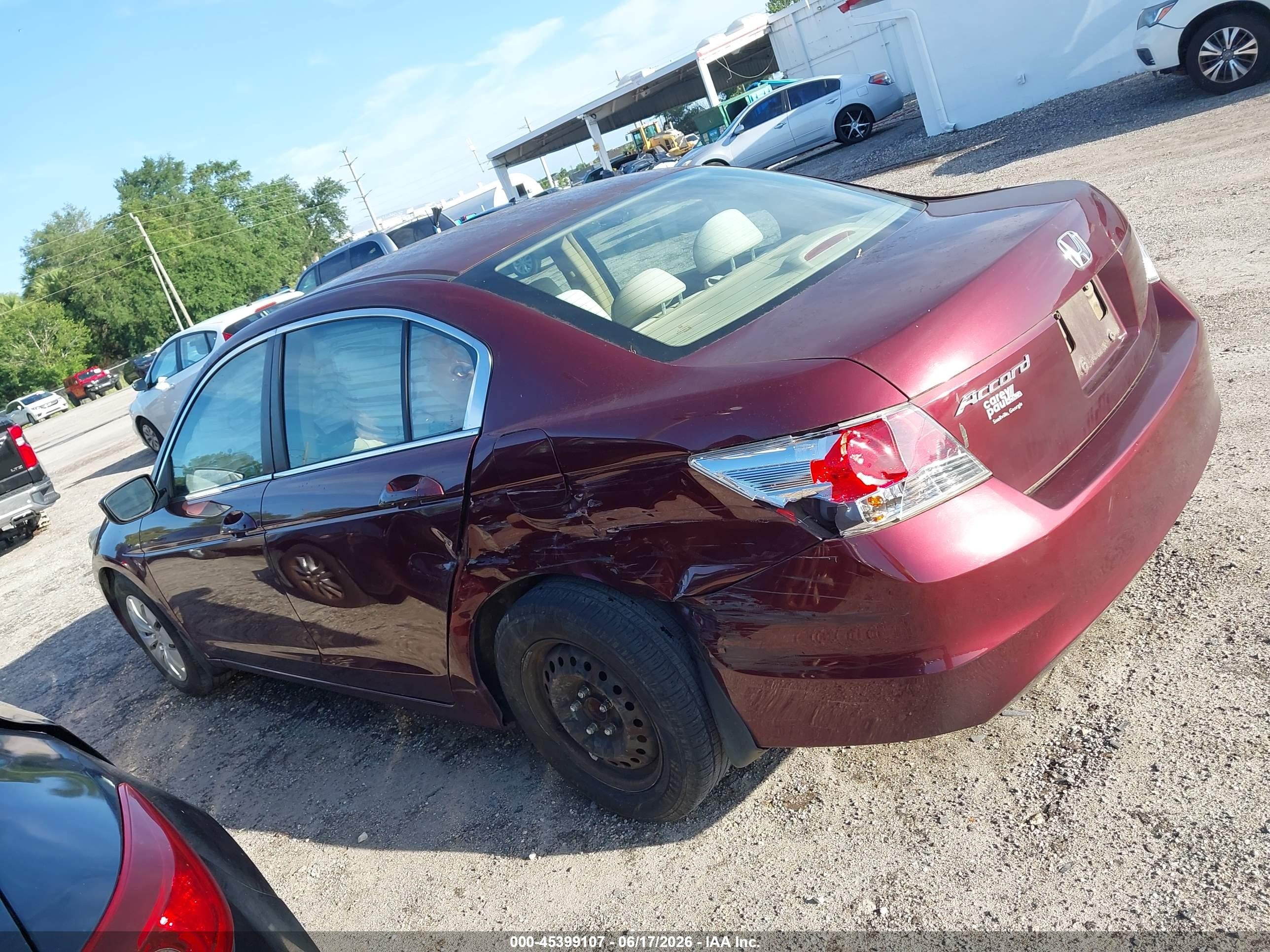 2009 Honda Accord 2.4 Lx Темно-бордовый vin: 1HGCP26399A111368