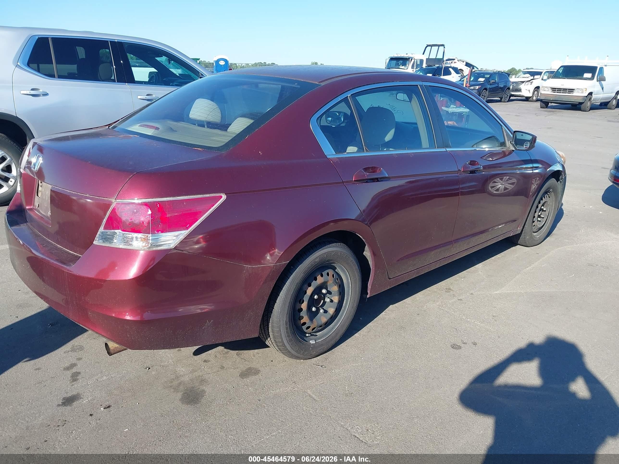 2008 Honda Accord 2.4 Lx Burgundy vin: 1HGCP263X8A134379