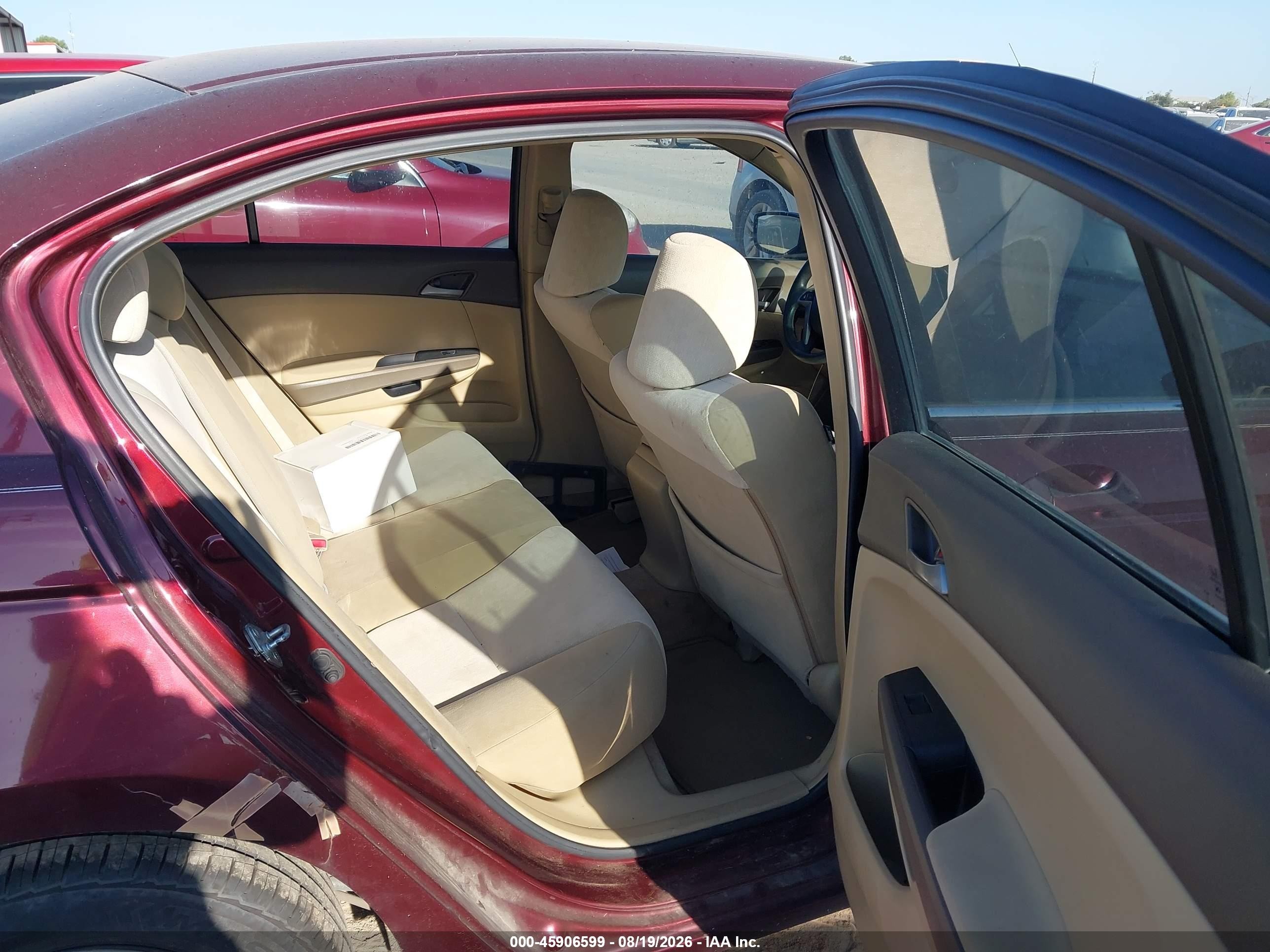 2008 Honda Accord 2.4 Lx Maroon vin: 1HGCP263X8A146290