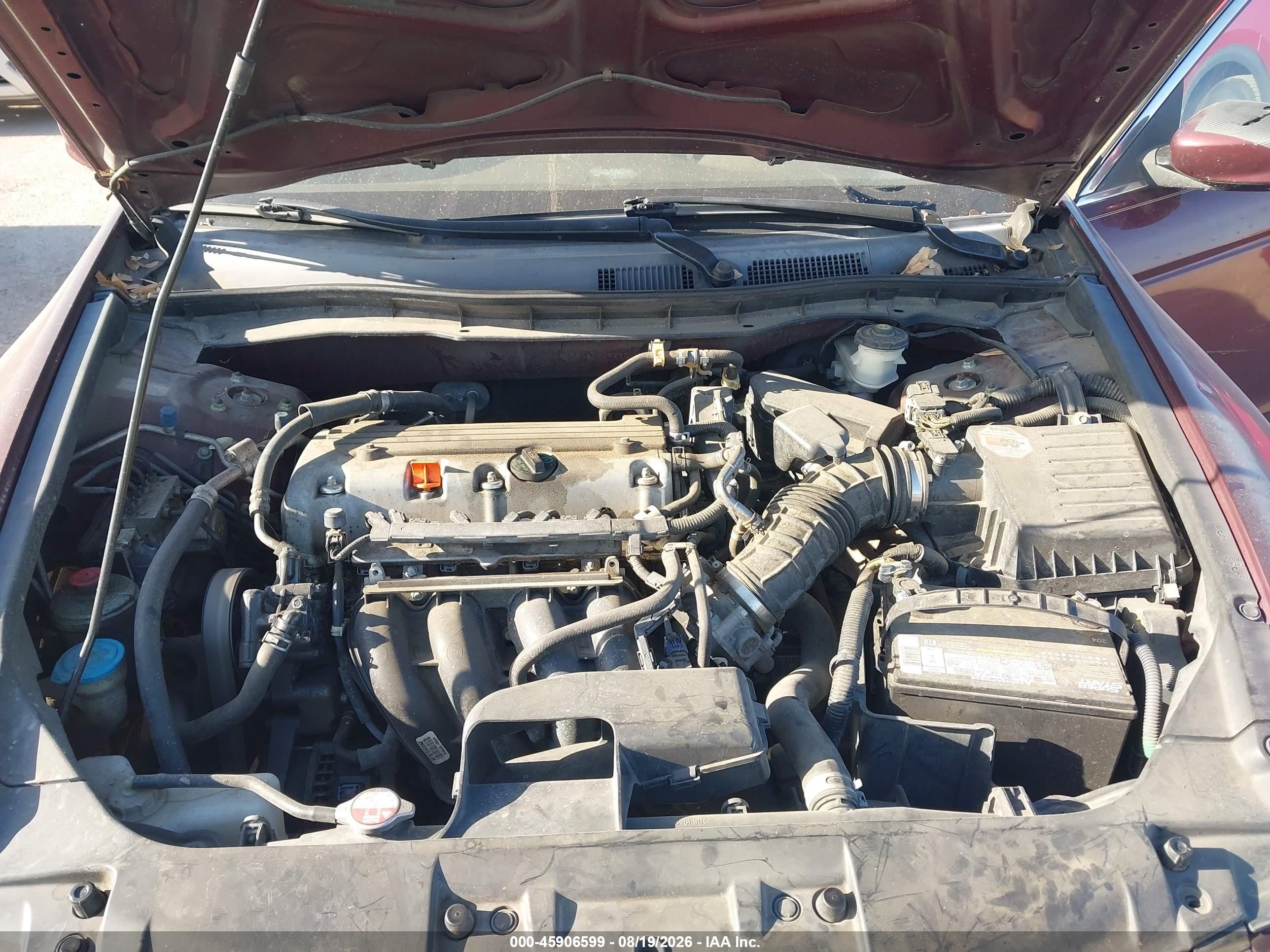 2008 Honda Accord 2.4 Lx Maroon vin: 1HGCP263X8A146290